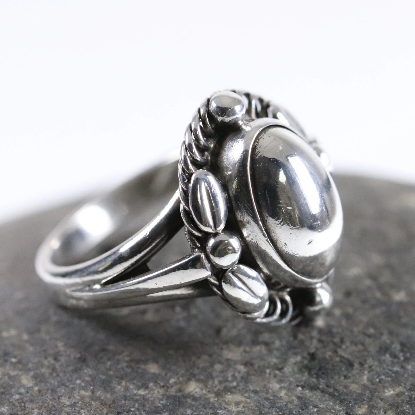 SOLD OUT: Georg Jensen Silver Cabochon Ring 1A - Size 6 1/2 | Vintage Sterling Silver | Art Nouveau Denmark - Carmel Fine Silver Jewelry
