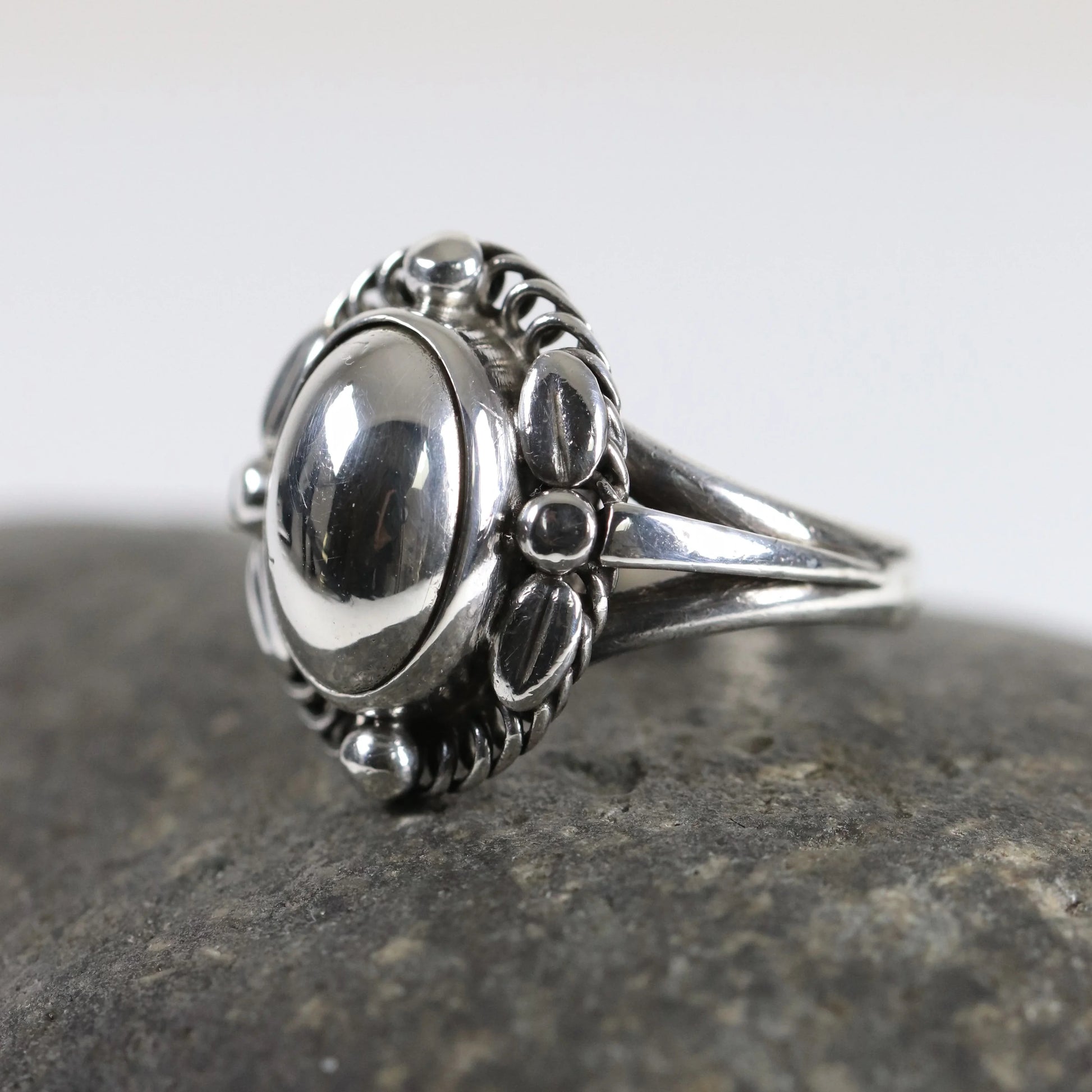 SOLD OUT: Georg Jensen Silver Cabochon Ring 1A - Size 6 1/2 | Vintage Sterling Silver | Art Nouveau Denmark - Carmel Fine Silver Jewelry