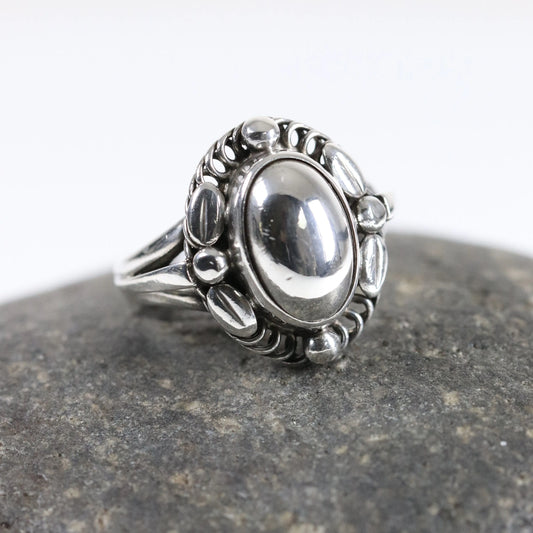 SOLD OUT: Georg Jensen Silver Cabochon Ring 1A - Size 6 1/2 | Vintage Sterling Silver | Art Nouveau Denmark - Carmel FSJ