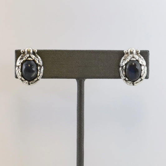SOLD OUT: GEORG JENSEN USA INC LABRADORITE EARRINGS - Carmel Fine Silver Jewelry