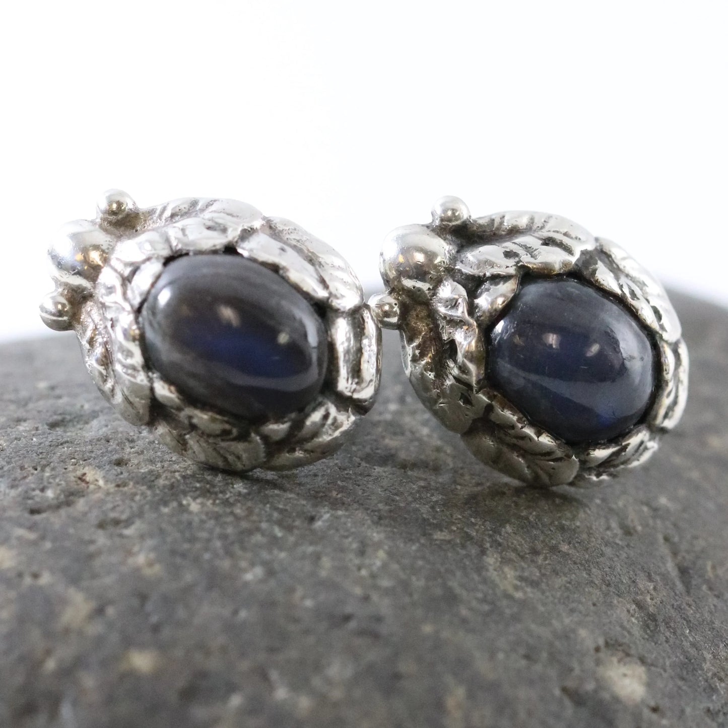 SOLD OUT: GEORG JENSEN USA INC LABRADORITE EARRINGS - Carmel Fine Silver Jewelry