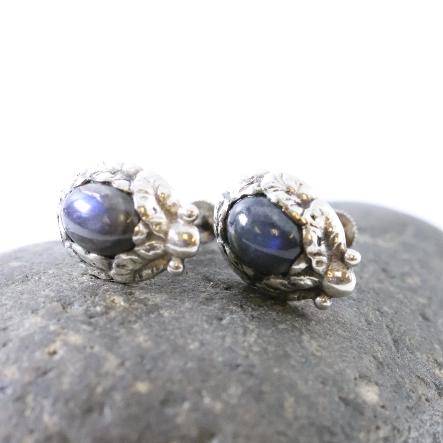 SOLD OUT: GEORG JENSEN USA INC LABRADORITE EARRINGS - Carmel Fine Silver Jewelry