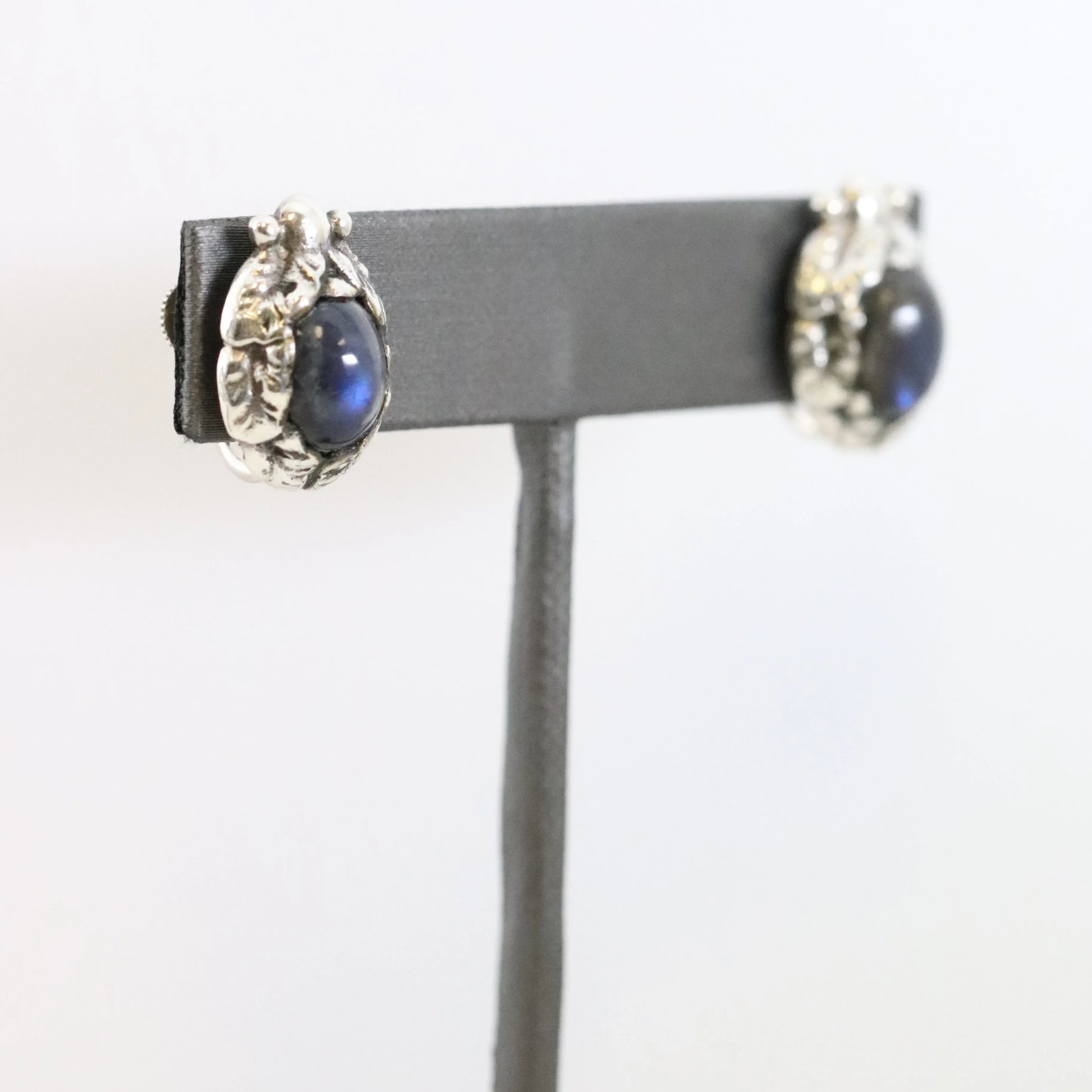 SOLD OUT: GEORG JENSEN USA INC LABRADORITE EARRINGS - Carmel Fine Silver Jewelry