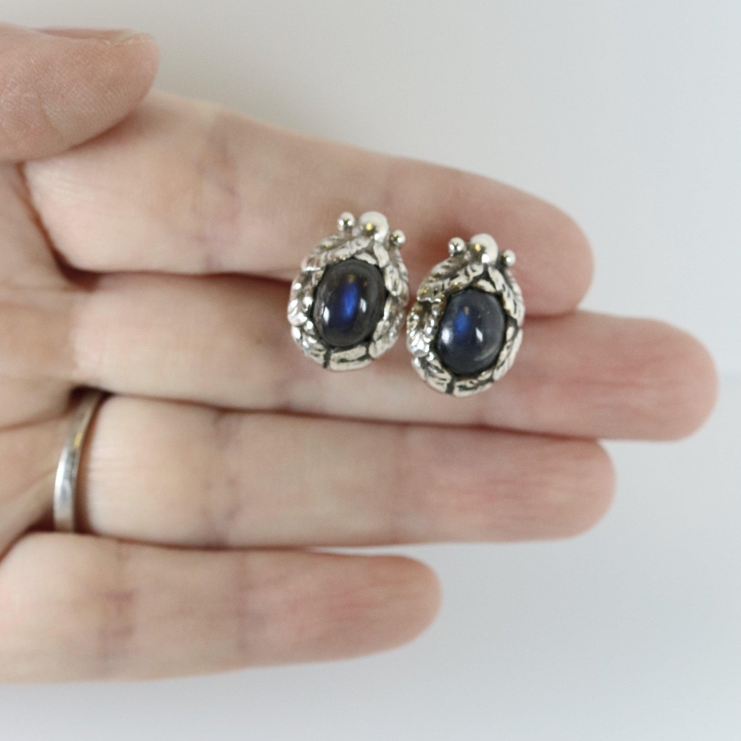 SOLD OUT: GEORG JENSEN USA INC LABRADORITE EARRINGS - Carmel FSJ