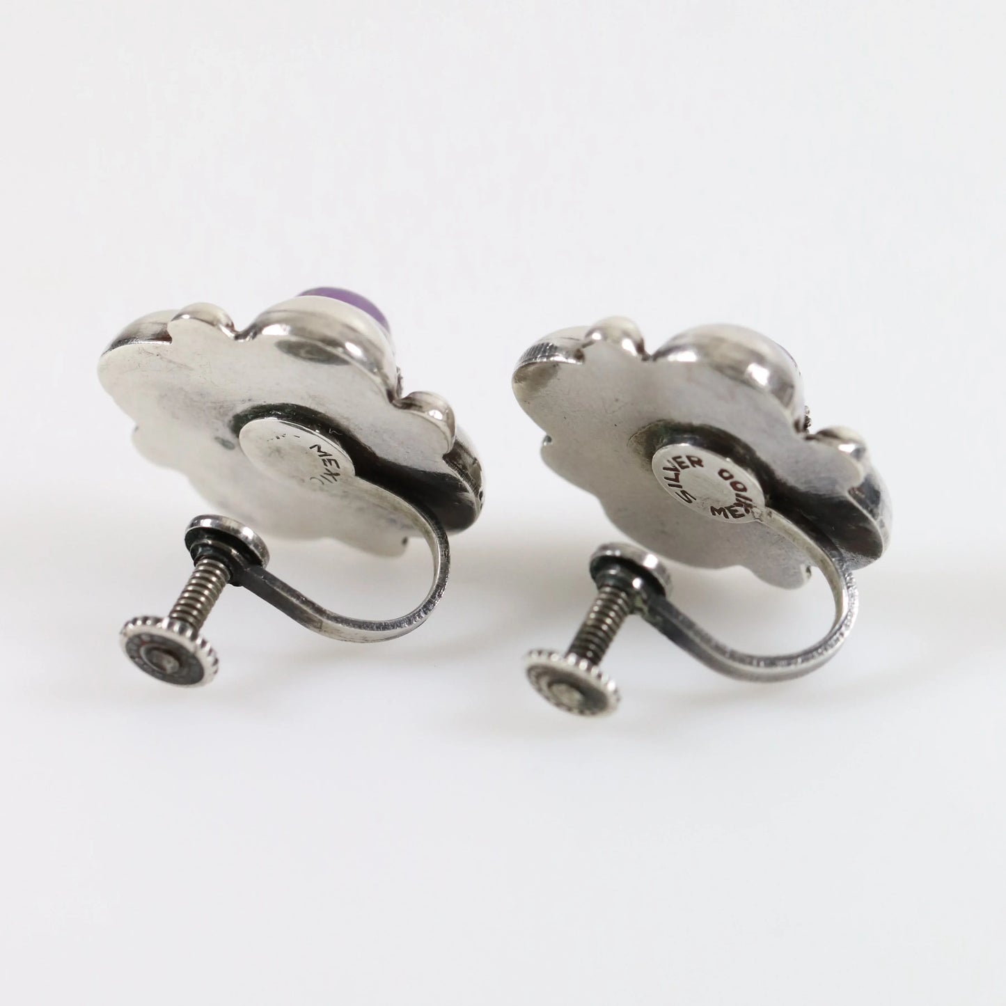 SOLD OUT: Handcrafted Amethyst Earrings | Vintage Sterling Silver | Mid-Century Mexico - Carmel Fine Silver Jewelry