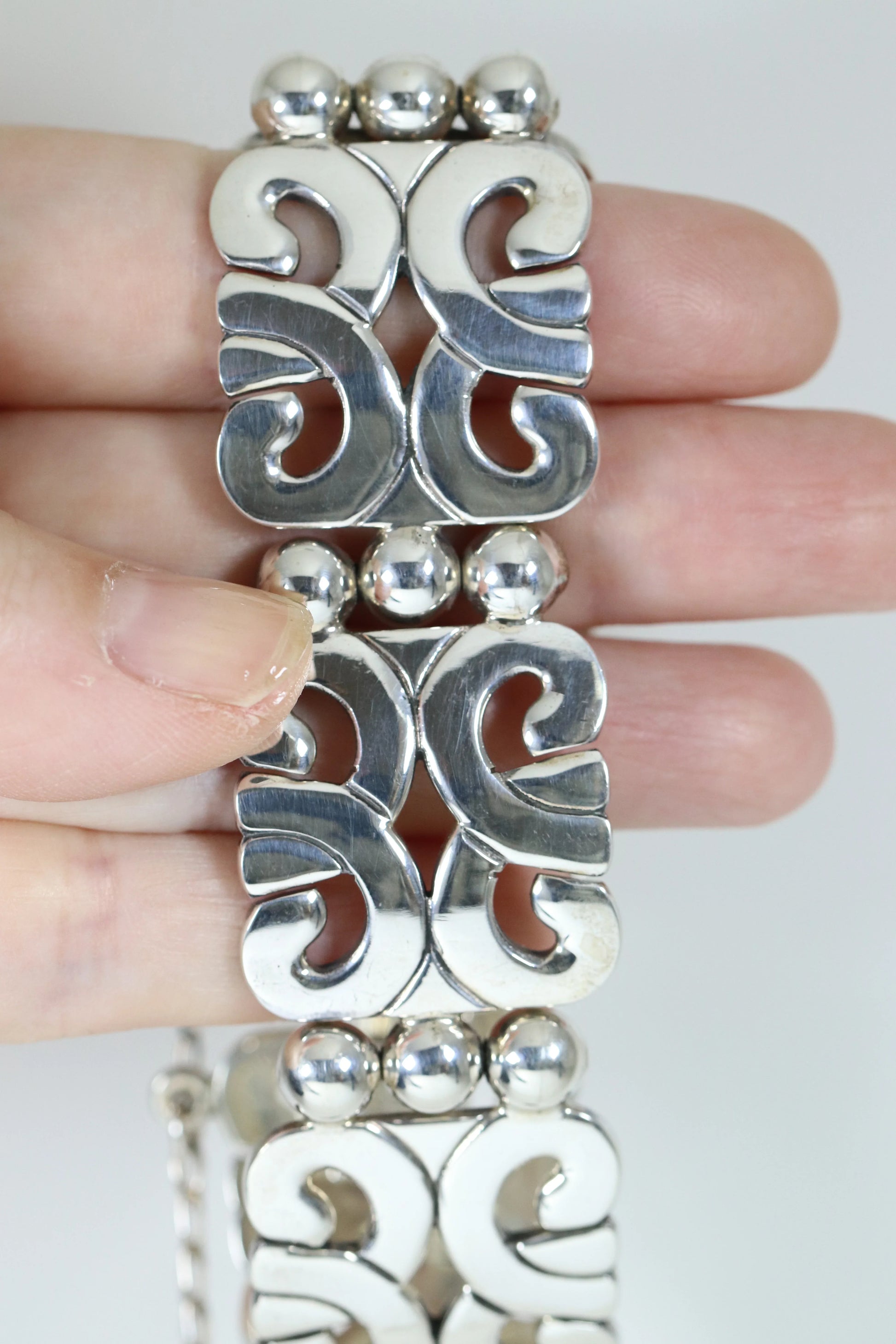 SOLD OUT: Heavy Panel Statement Bracelet | Vintage Sterling Silver | ATI Mexico - Carmel Fine Silver Jewelry