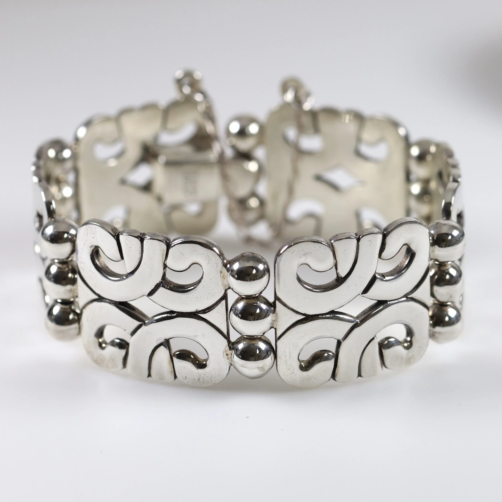 SOLD OUT: Heavy Panel Statement Bracelet | Vintage Sterling Silver | ATI Mexico - Carmel Fine Silver Jewelry