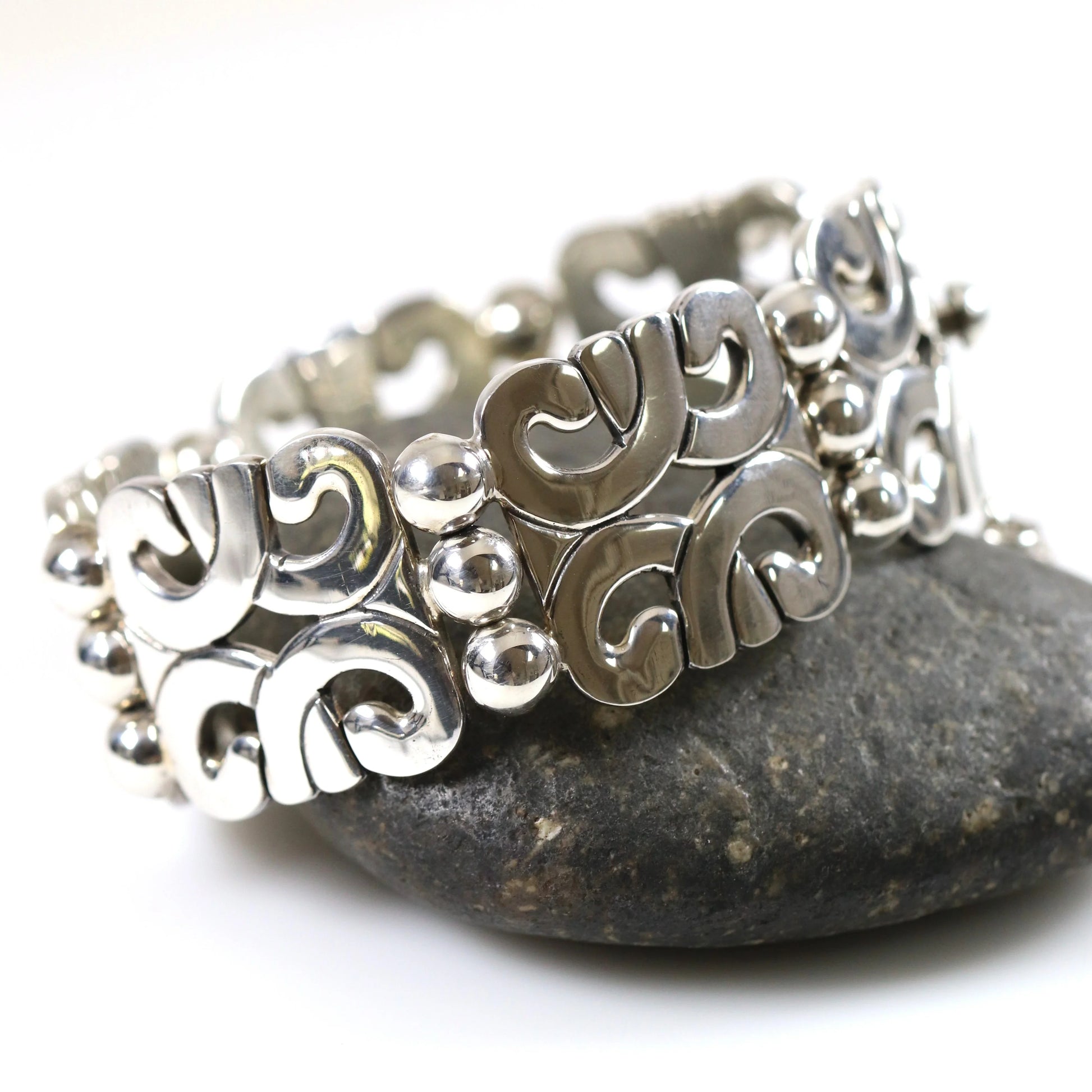 SOLD OUT: Heavy Panel Statement Bracelet | Vintage Sterling Silver | ATI Mexico - Carmel Fine Silver Jewelry