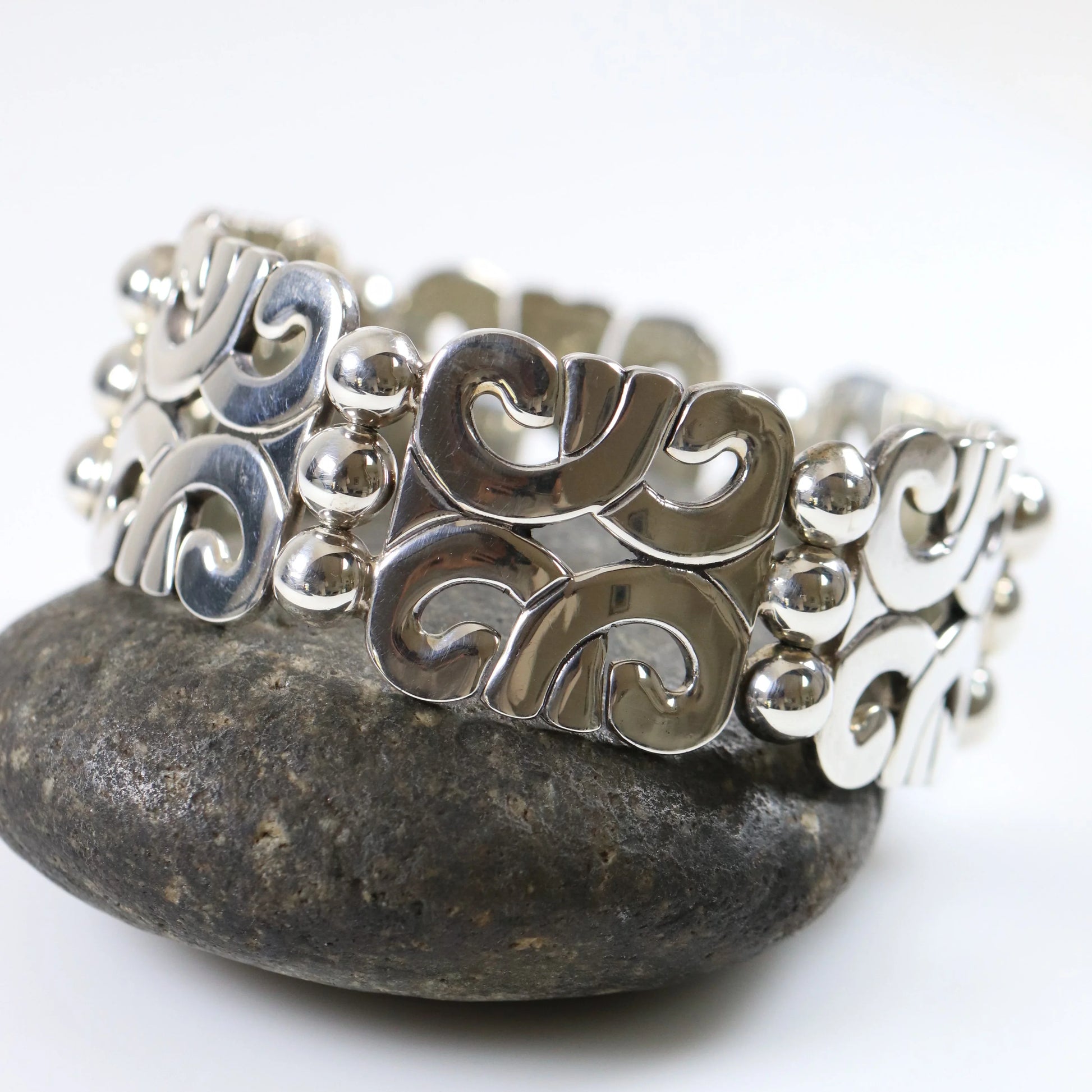 SOLD OUT: Heavy Panel Statement Bracelet | Vintage Sterling Silver | ATI Mexico - Carmel Fine Silver Jewelry