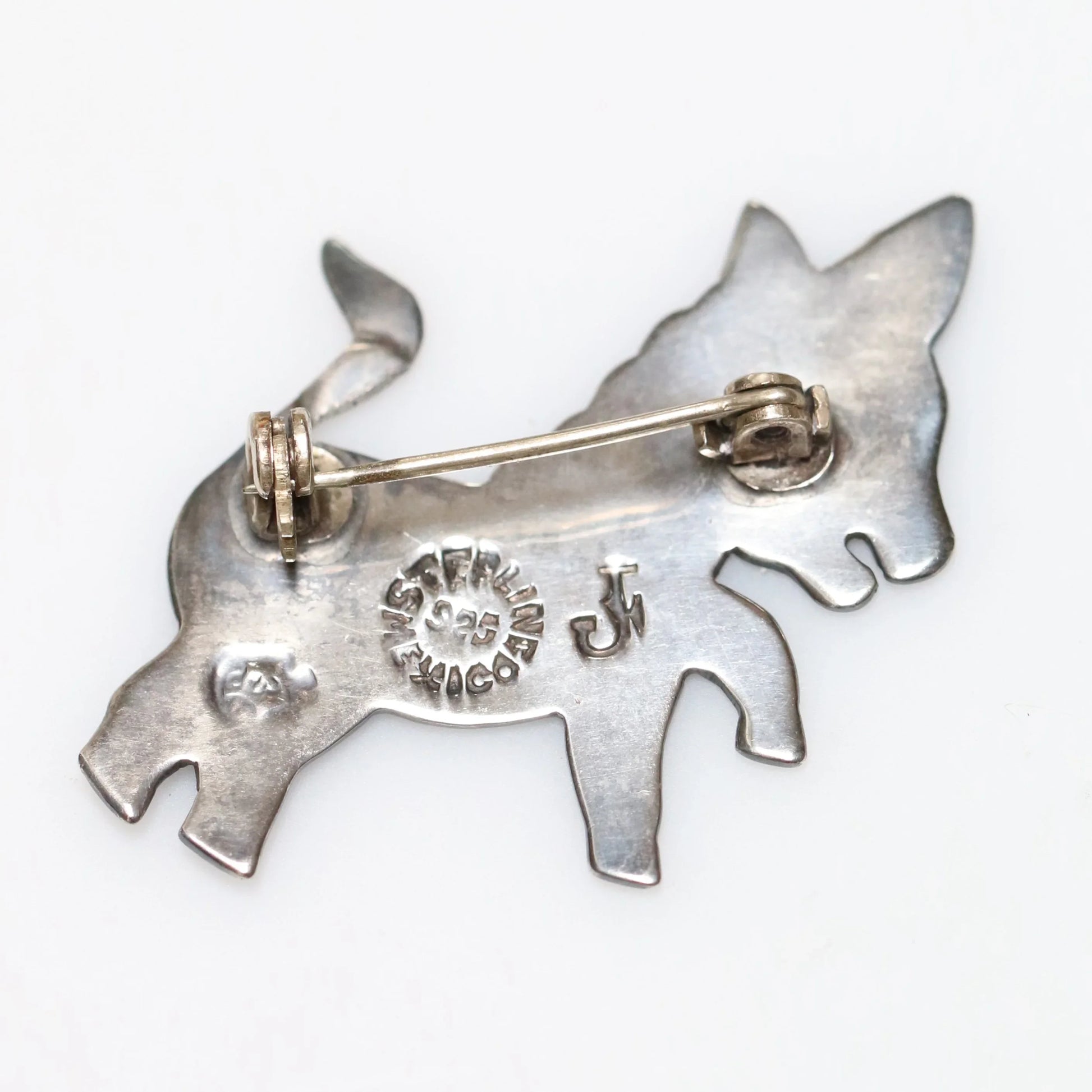 SOLD OUT: Jeronimo Fuentes Blue Burro Enamel Brooch | Vintage Sterling Silver | Taxco Mid-Century Pin - Carmel Fine Silver Jewelry
