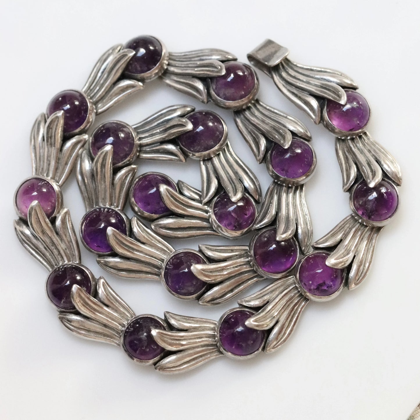 SOLD OUT: Los Castillo Amethyst Bell Flower Necklace | Vintage Sterling Silver | Taxco Mid-Century - Carmel Fine Silver Jewelry