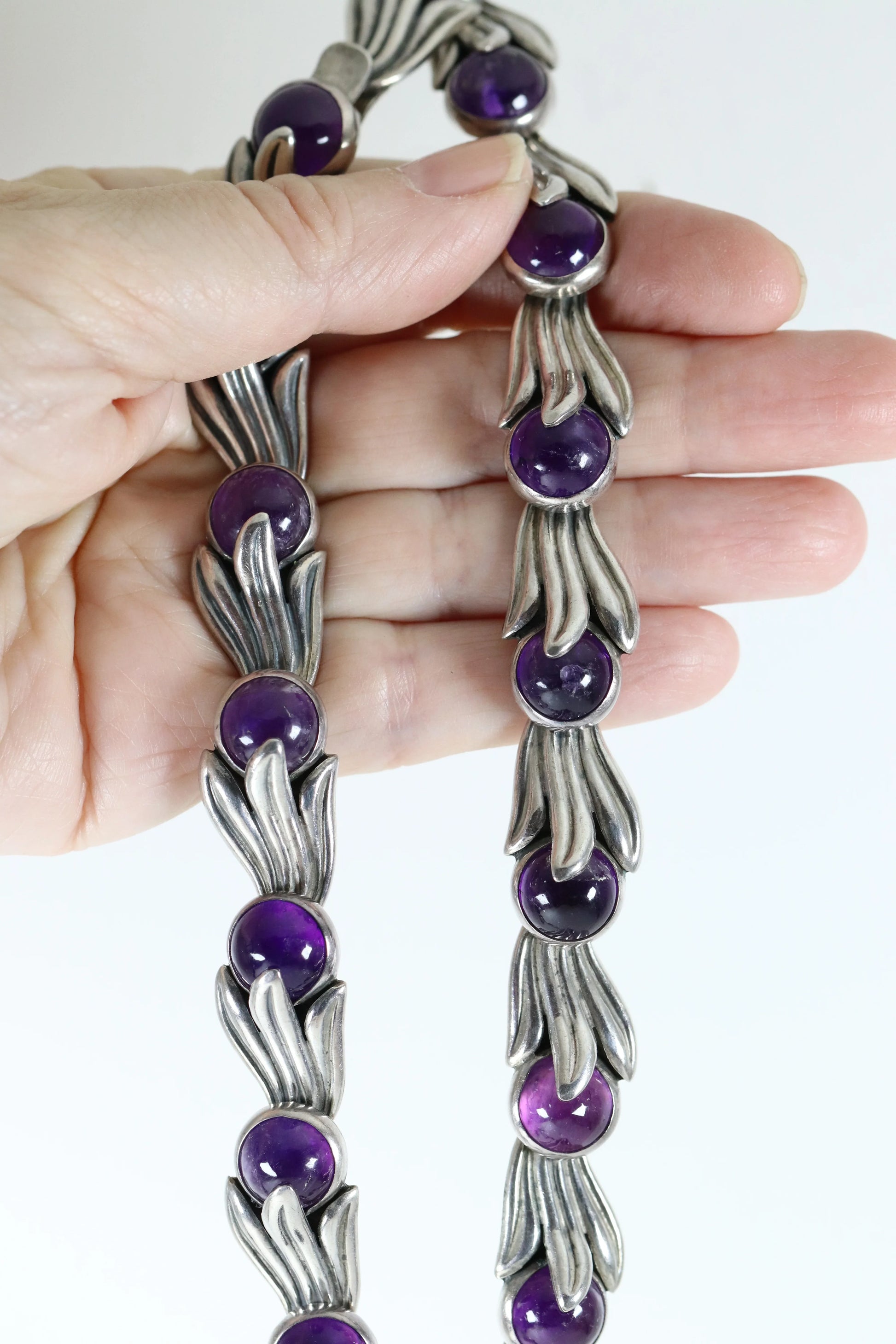 SOLD OUT: Los Castillo Amethyst Bell Flower Necklace | Vintage Sterling Silver | Taxco Mid-Century - Carmel Fine Silver Jewelry