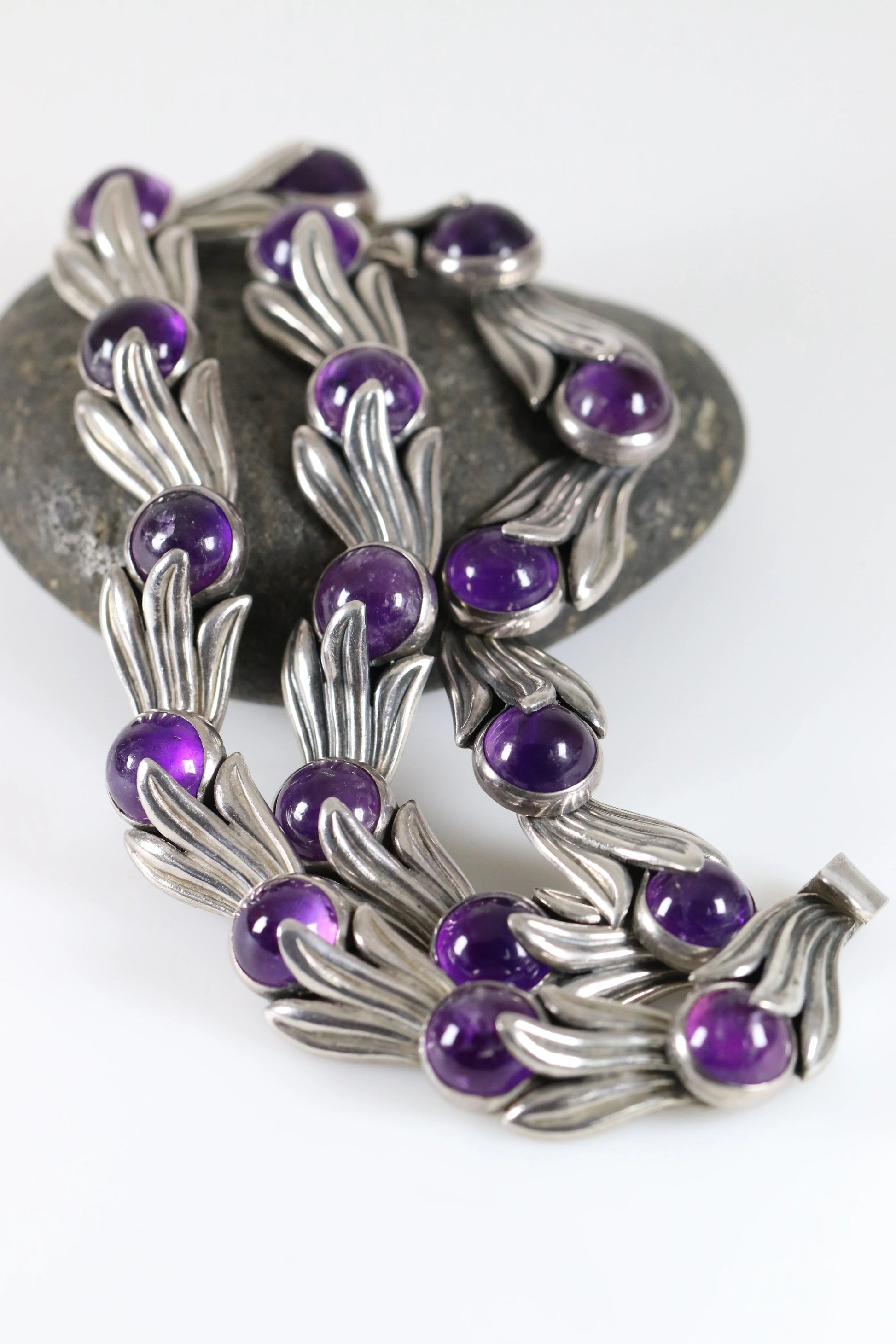 SOLD OUT: Los Castillo Amethyst Bell Flower Necklace | Vintage Sterling Silver | Taxco Mid-Century - Carmel Fine Silver Jewelry