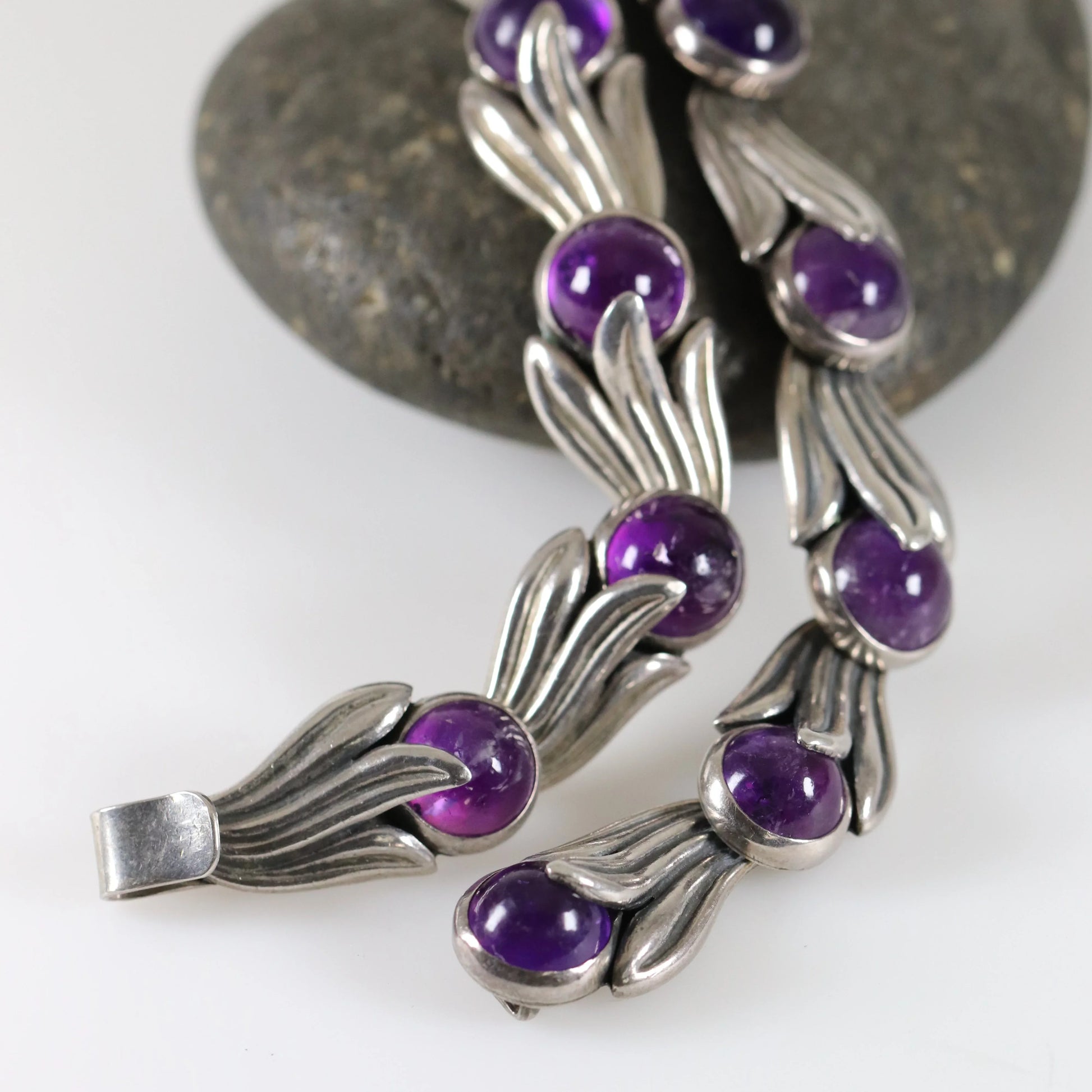 SOLD OUT: Los Castillo Amethyst Bell Flower Necklace | Vintage Sterling Silver | Taxco Mid-Century - Carmel Fine Silver Jewelry