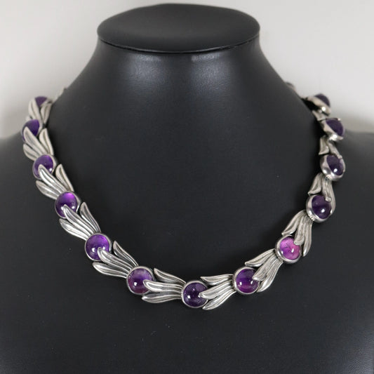 SOLD OUT: Los Castillo Amethyst Bell Flower Necklace | Vintage Sterling Silver | Taxco Mid-Century - Carmel FSJ