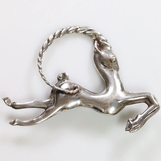 SOLD OUT: Los Castillo Taxco Brooch | Vintage Sterling Silver | Antelope Mid Century Mexico Pin - Carmel Fine Silver Jewelry