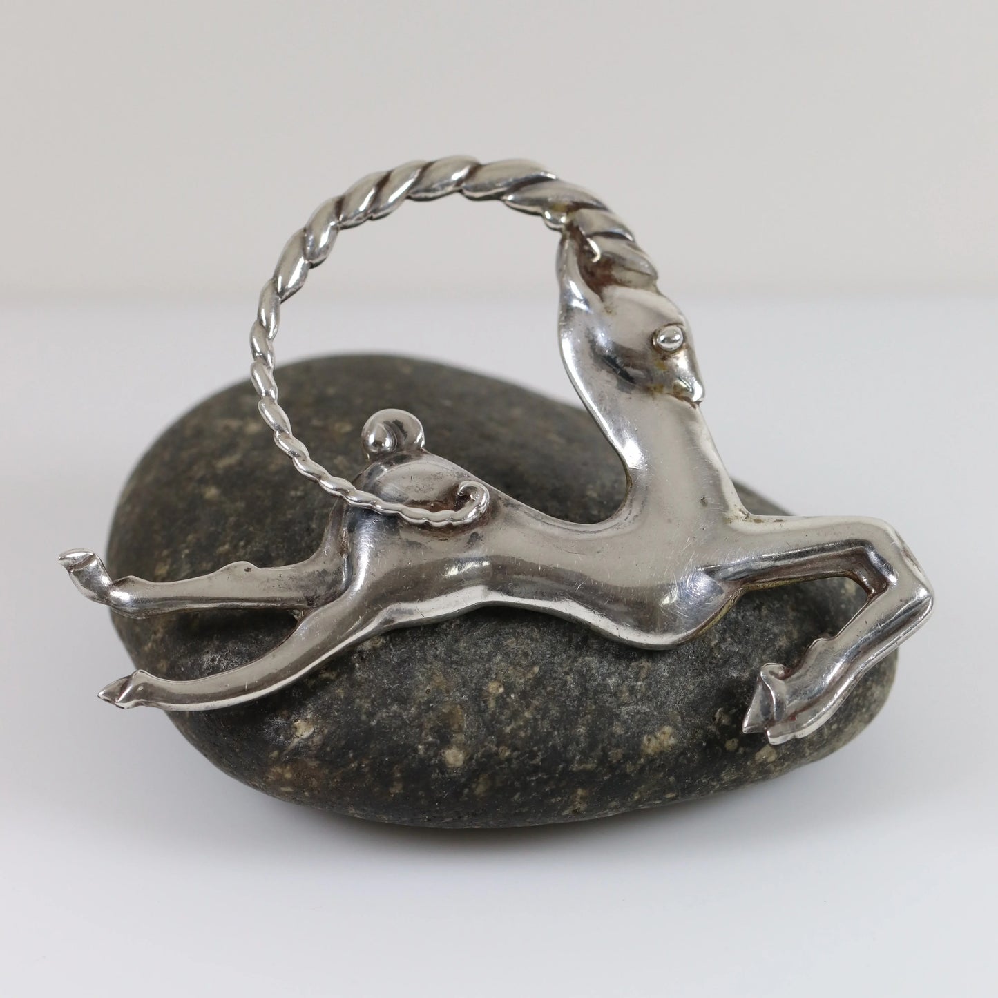 SOLD OUT: Los Castillo Taxco Brooch | Vintage Sterling Silver | Antelope Mid Century Mexico Pin - Carmel Fine Silver Jewelry