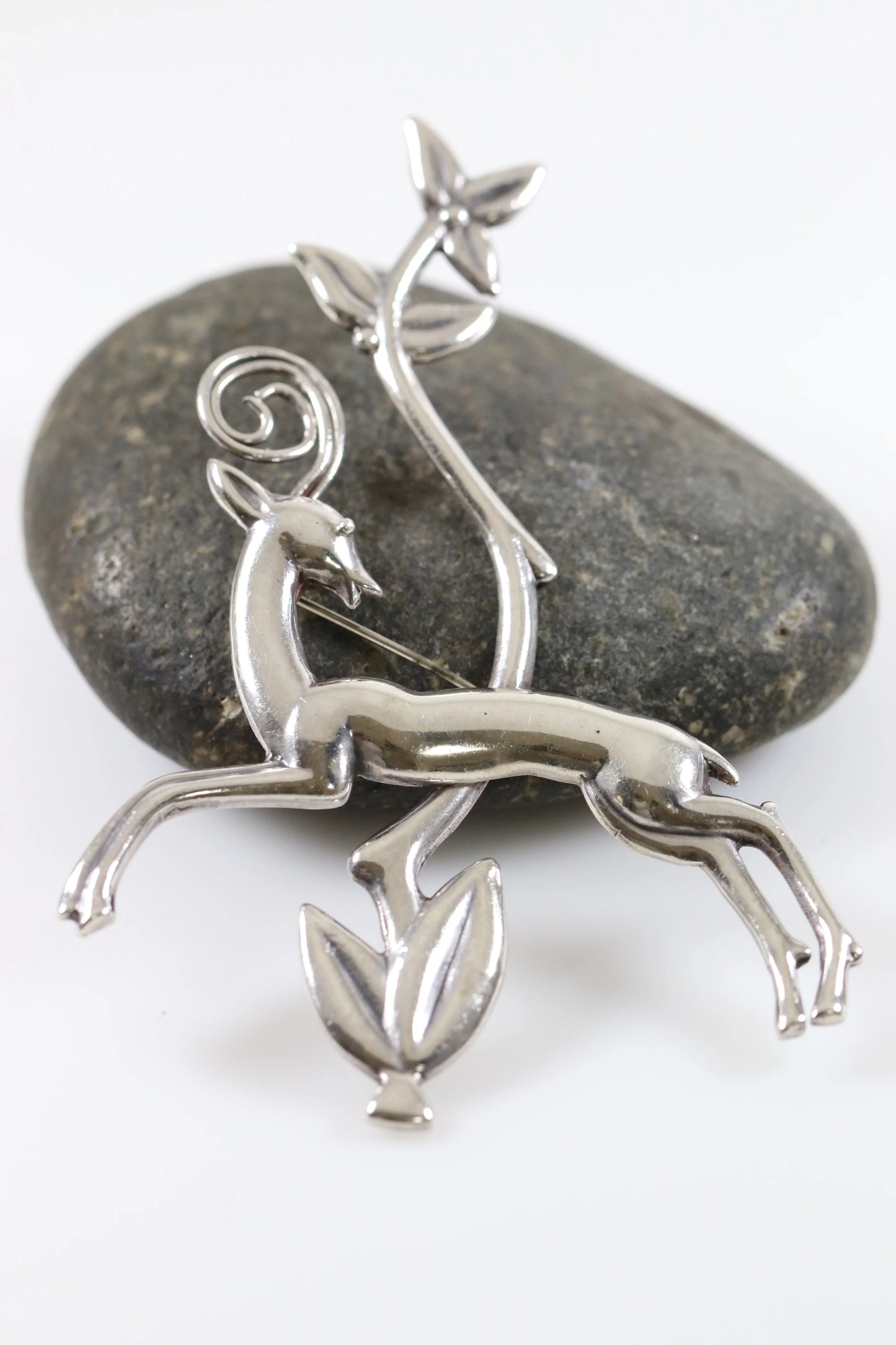 SOLD OUT: Los Castillo Taxco Brooch | Vintage Sterling Silver | Deer Mid Century Mexico Pin - Carmel Fine Silver Jewelry