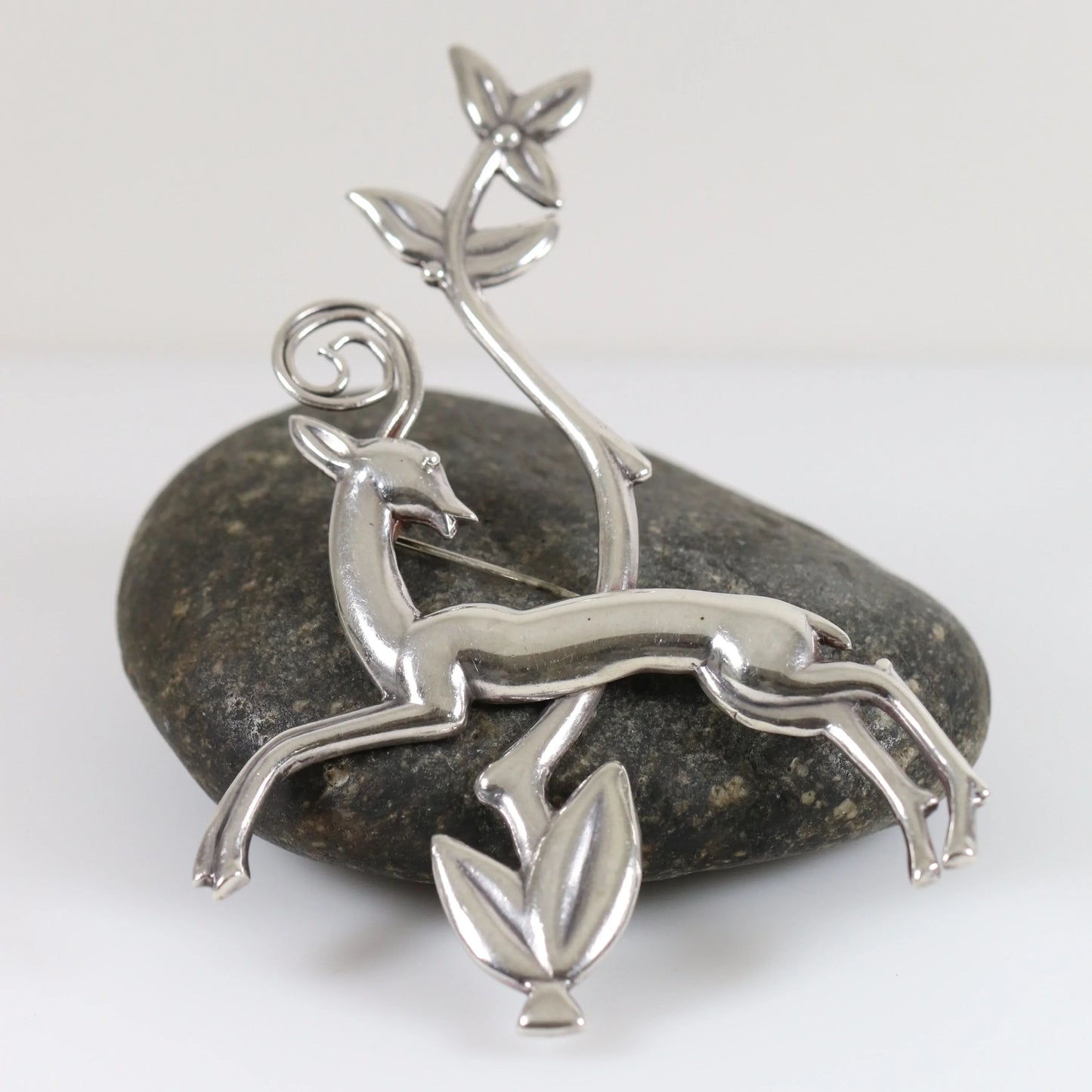 SOLD OUT: Los Castillo Taxco Brooch | Vintage Sterling Silver | Deer Mid Century Mexico Pin - Carmel Fine Silver Jewelry