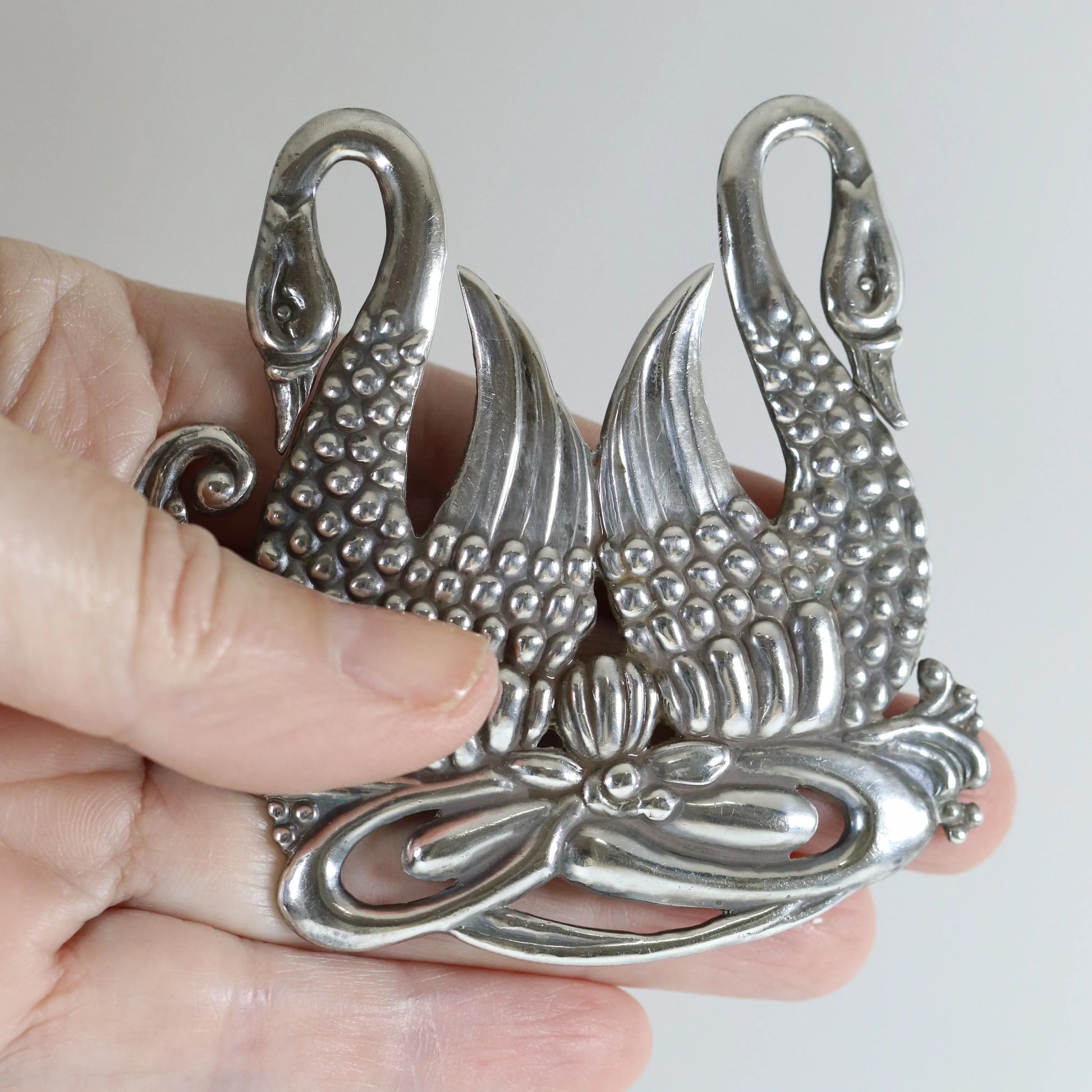 SOLD OUT: Los Castillo Taxco Brooch | Vintage Sterling Silver | Swan Mid Century Mexico Pin - Carmel Fine Silver Jewelry