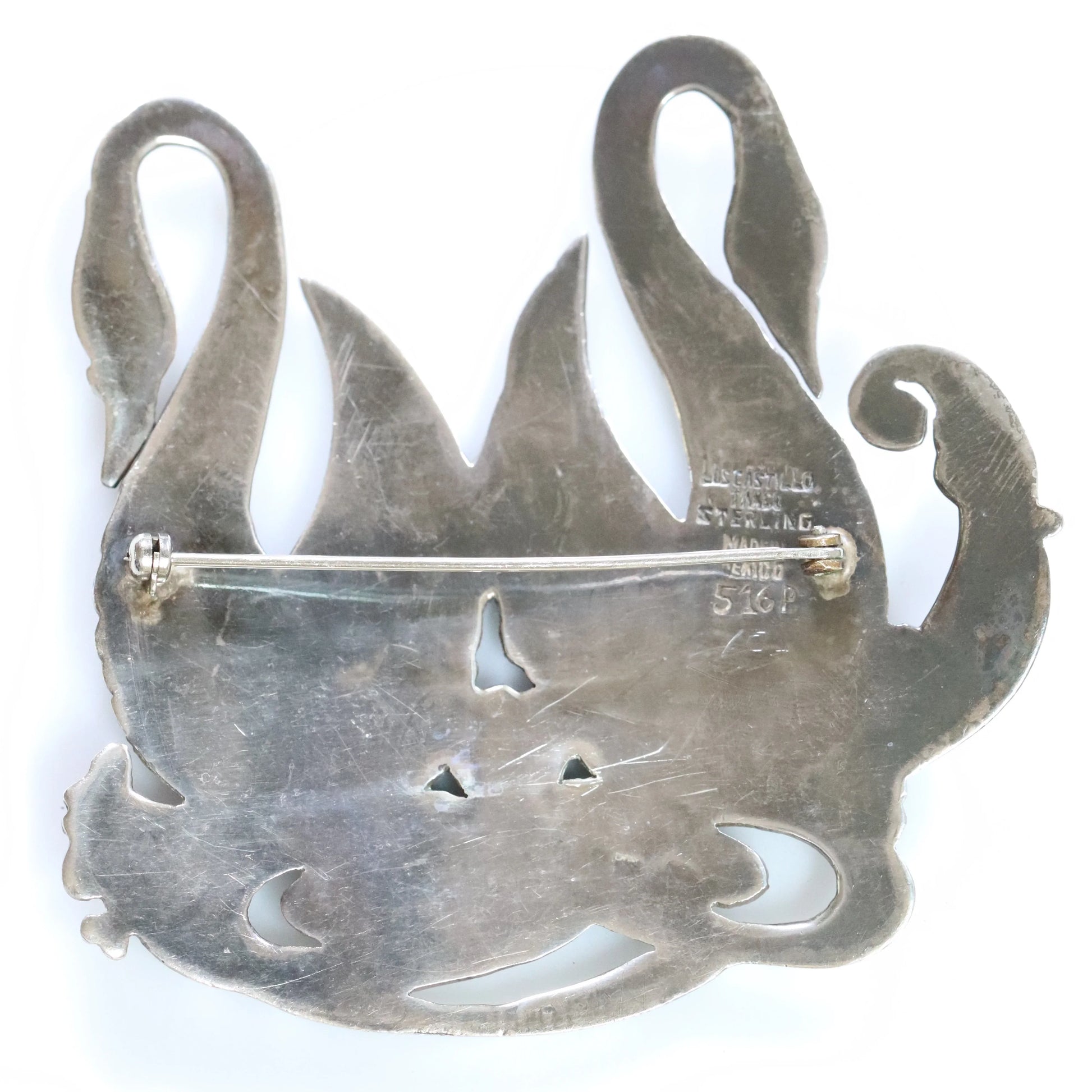 SOLD OUT: Los Castillo Taxco Brooch | Vintage Sterling Silver | Swan Mid Century Mexico Pin - Carmel Fine Silver Jewelry