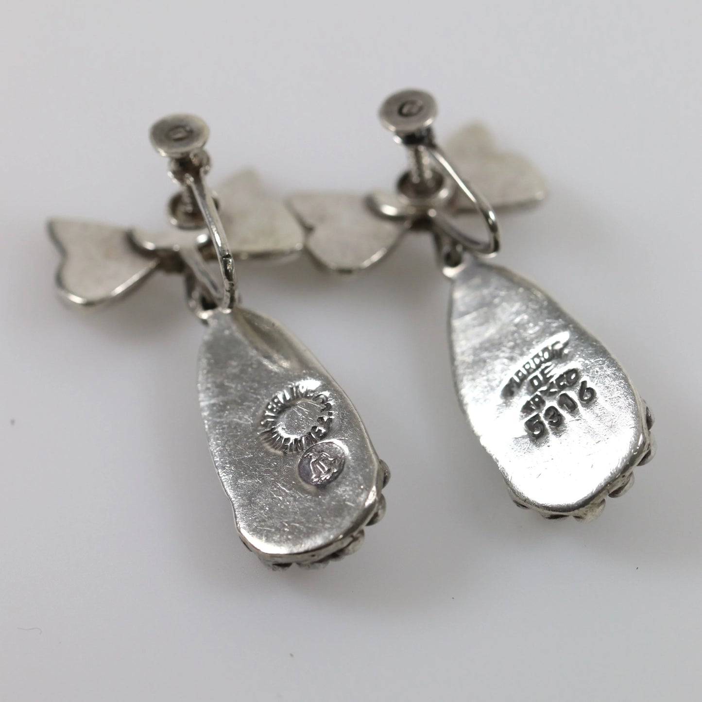SOLD OUT: Margot de Taxco Bow and Berry Drop Earrings | Vintage Sterling Silver | Screwback Taxco Mexico - Carmel Fine Silver Jewelry
