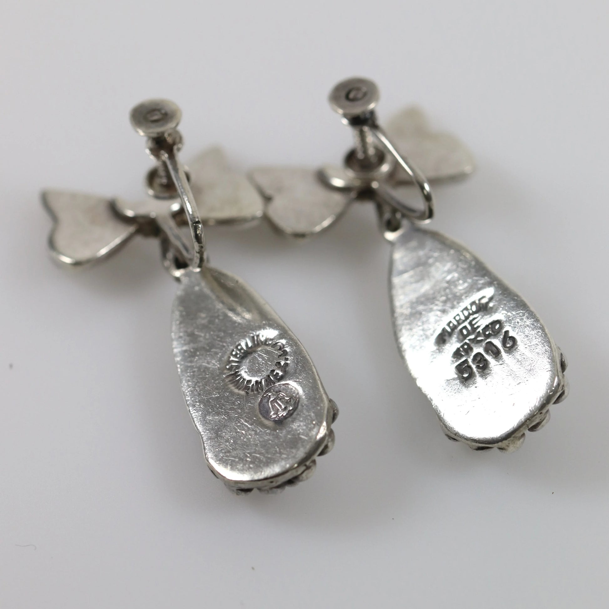 SOLD OUT: Margot de Taxco Bow and Berry Drop Earrings | Vintage Sterling Silver | Screwback Taxco Mexico - Carmel Fine Silver Jewelry