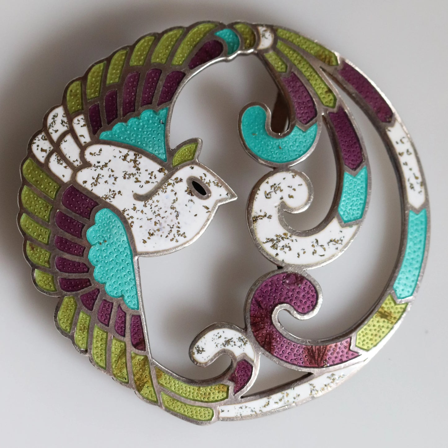 SOLD OUT: Margot de Taxco Enamel Bird Brooch | Vintage Sterling Silver | Taxco Mid-Century Pin - Carmel Fine Silver Jewelry