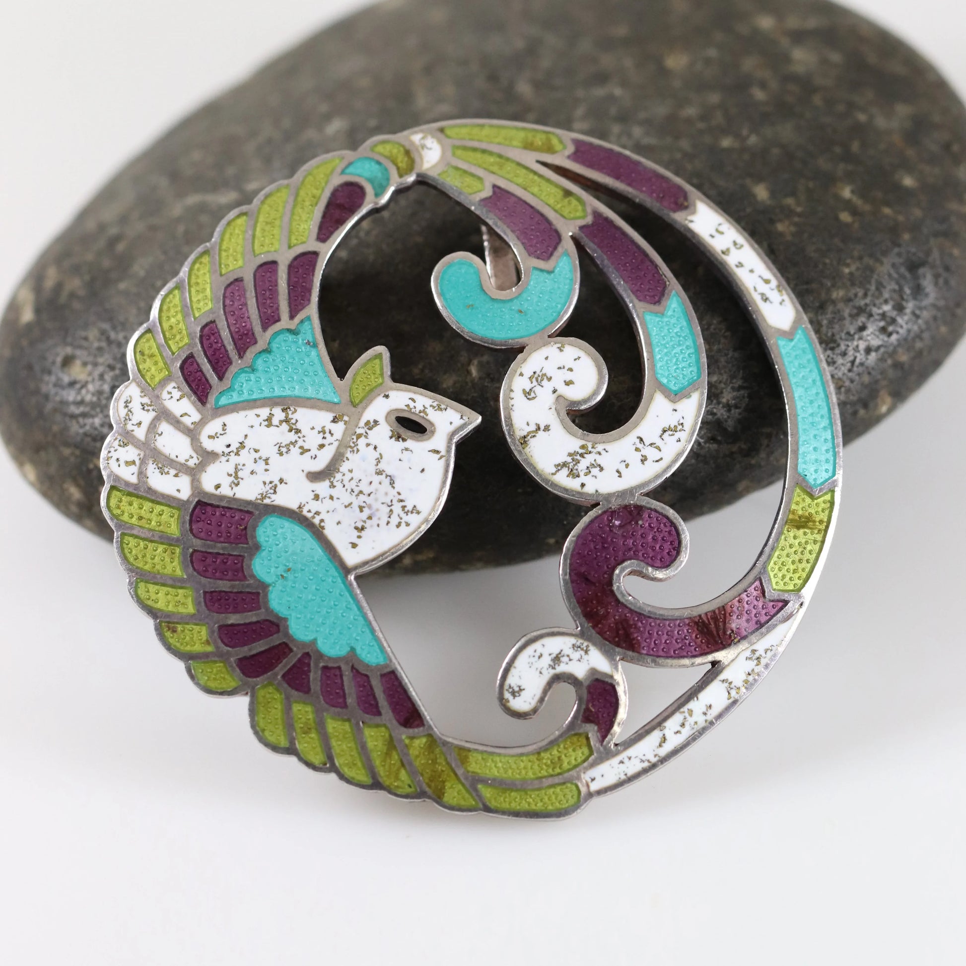 SOLD OUT: Margot de Taxco Enamel Bird Brooch | Vintage Sterling Silver | Taxco Mid-Century Pin - Carmel Fine Silver Jewelry