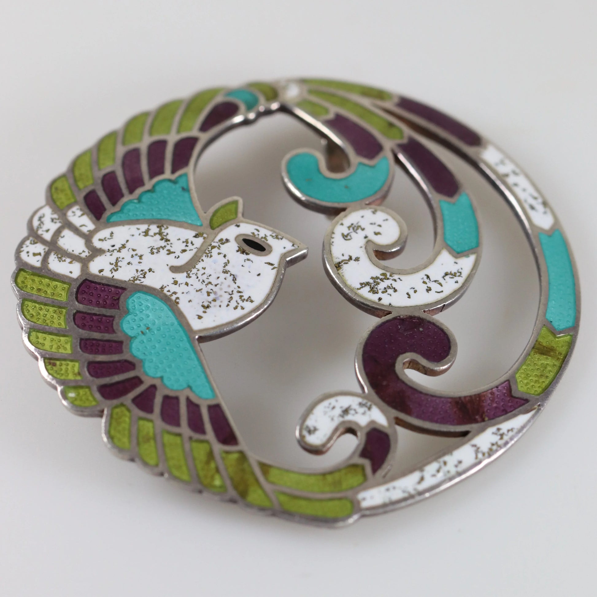 SOLD OUT: Margot de Taxco Enamel Bird Brooch | Vintage Sterling Silver | Taxco Mid-Century Pin - Carmel Fine Silver Jewelry
