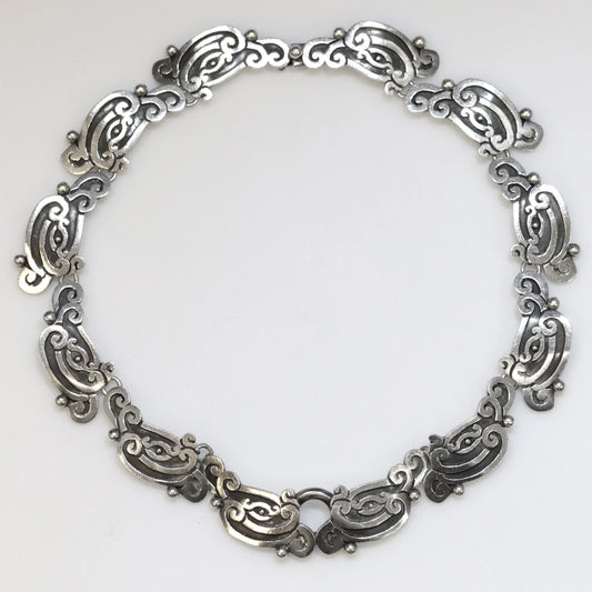 SOLD OUT: Margot de Taxco Tribal Motif Necklace | Vintage Sterling Silver | Mid-Century Taxco Mexico - Carmel Fine Silver Jewelry