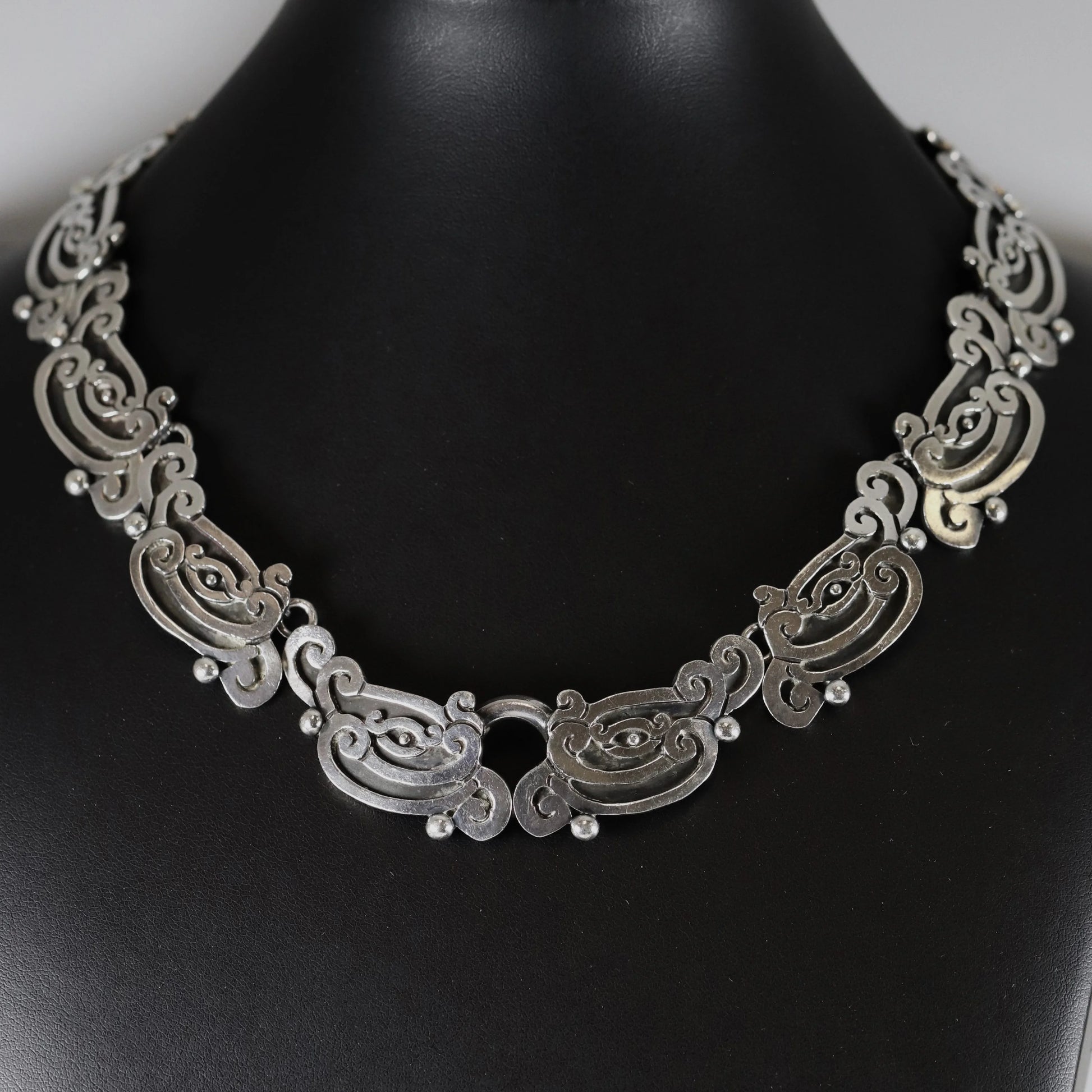 SOLD OUT: Margot de Taxco Tribal Motif Necklace | Vintage Sterling Silver | Mid-Century Taxco Mexico - Carmel Fine Silver Jewelry