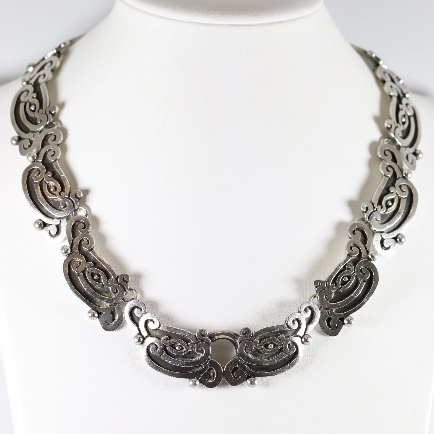 SOLD OUT: Margot de Taxco Tribal Motif Necklace | Vintage Sterling Silver | Mid-Century Taxco Mexico - Carmel Fine Silver Jewelry