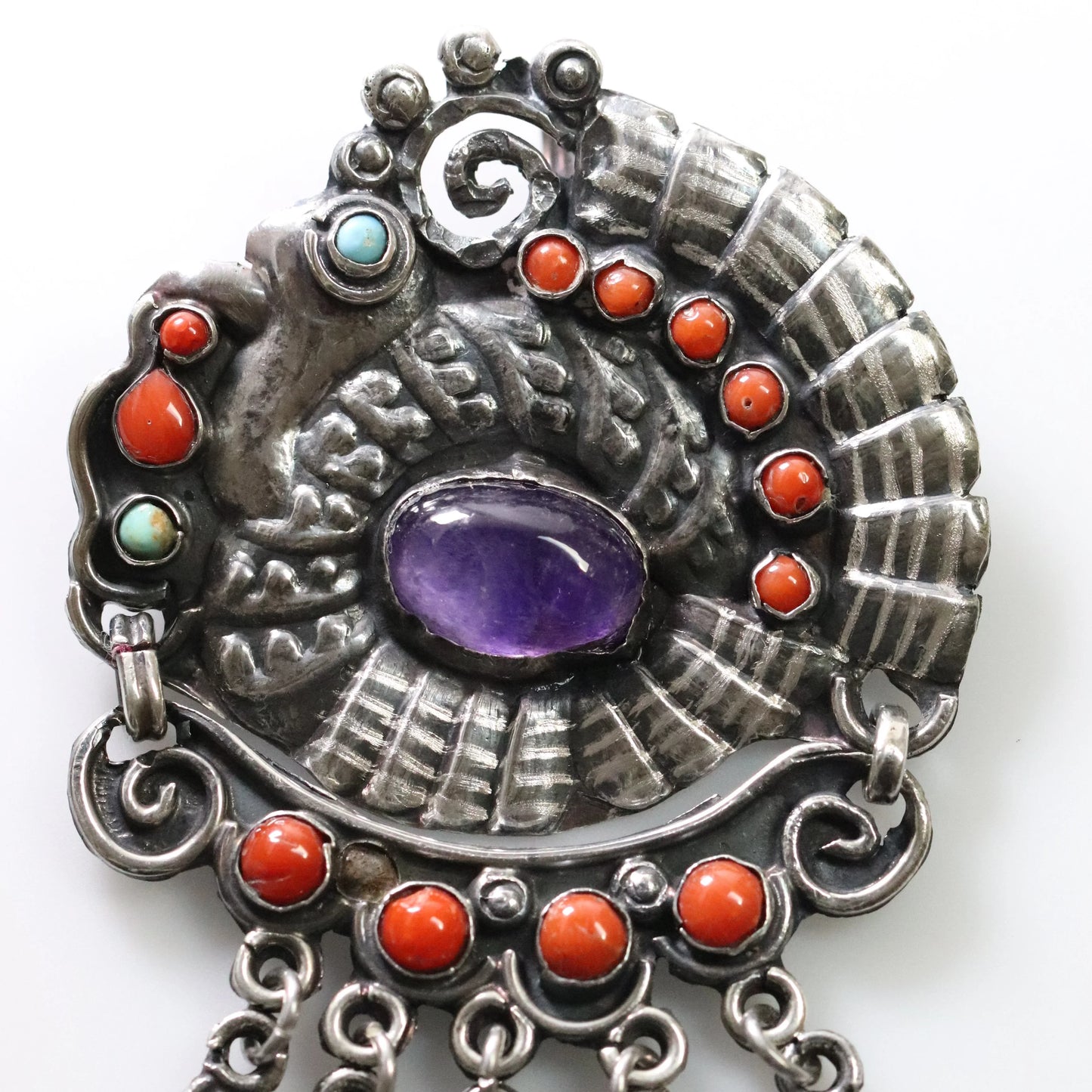 SOLD OUT: MATL Brooch or Pendant | Ricardo Salas Amethyst Cabochon Pin | Vintage Sterling Silver Mexico - Carmel Fine Silver Jewelry