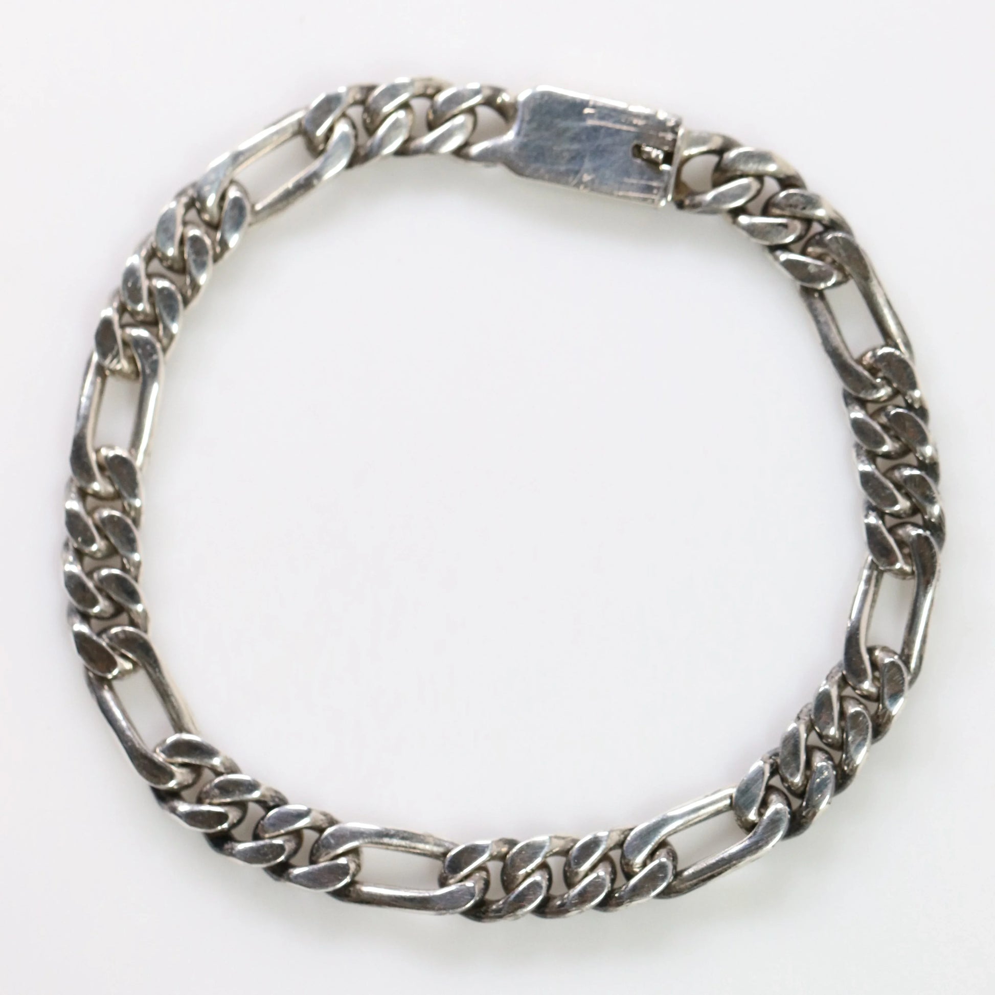SOLD OUT: Mexican Figaro Chain Bracelet | Vintage Sterling Silver | 9" long 31 Grams - Carmel Fine Silver Jewelry