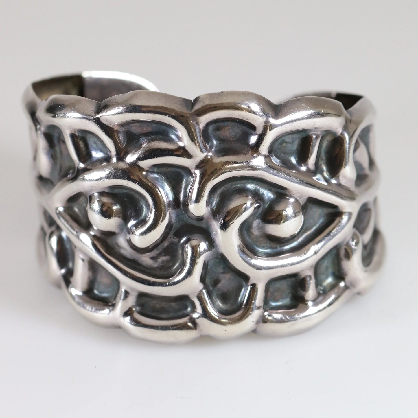 SOLD OUT: Taxco Artisan Jewelry | Vintage Sterling Silver Wide Cuff Bracelet - Carmel Fine Silver Jewelry