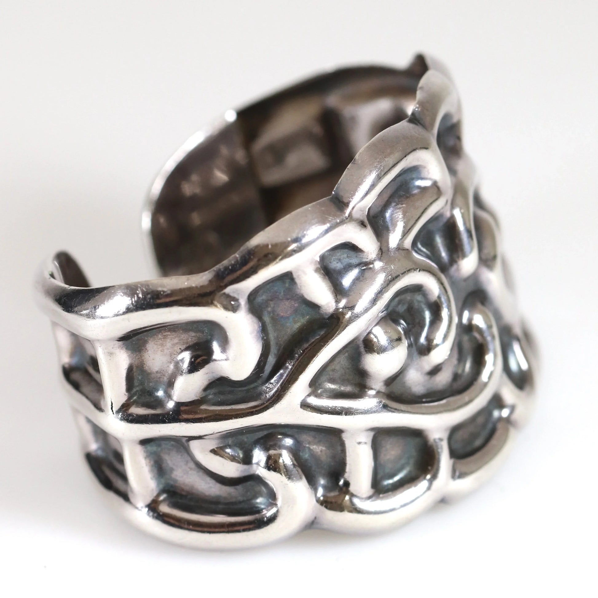 SOLD OUT: Taxco Artisan Jewelry | Vintage Sterling Silver Wide Cuff Bracelet - Carmel Fine Silver Jewelry