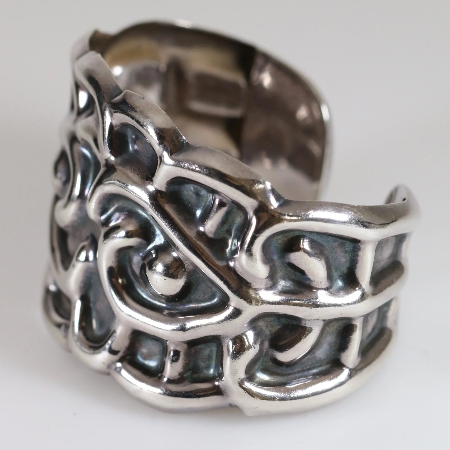 SOLD OUT: Taxco Artisan Jewelry | Vintage Sterling Silver Wide Cuff Bracelet - Carmel Fine Silver Jewelry