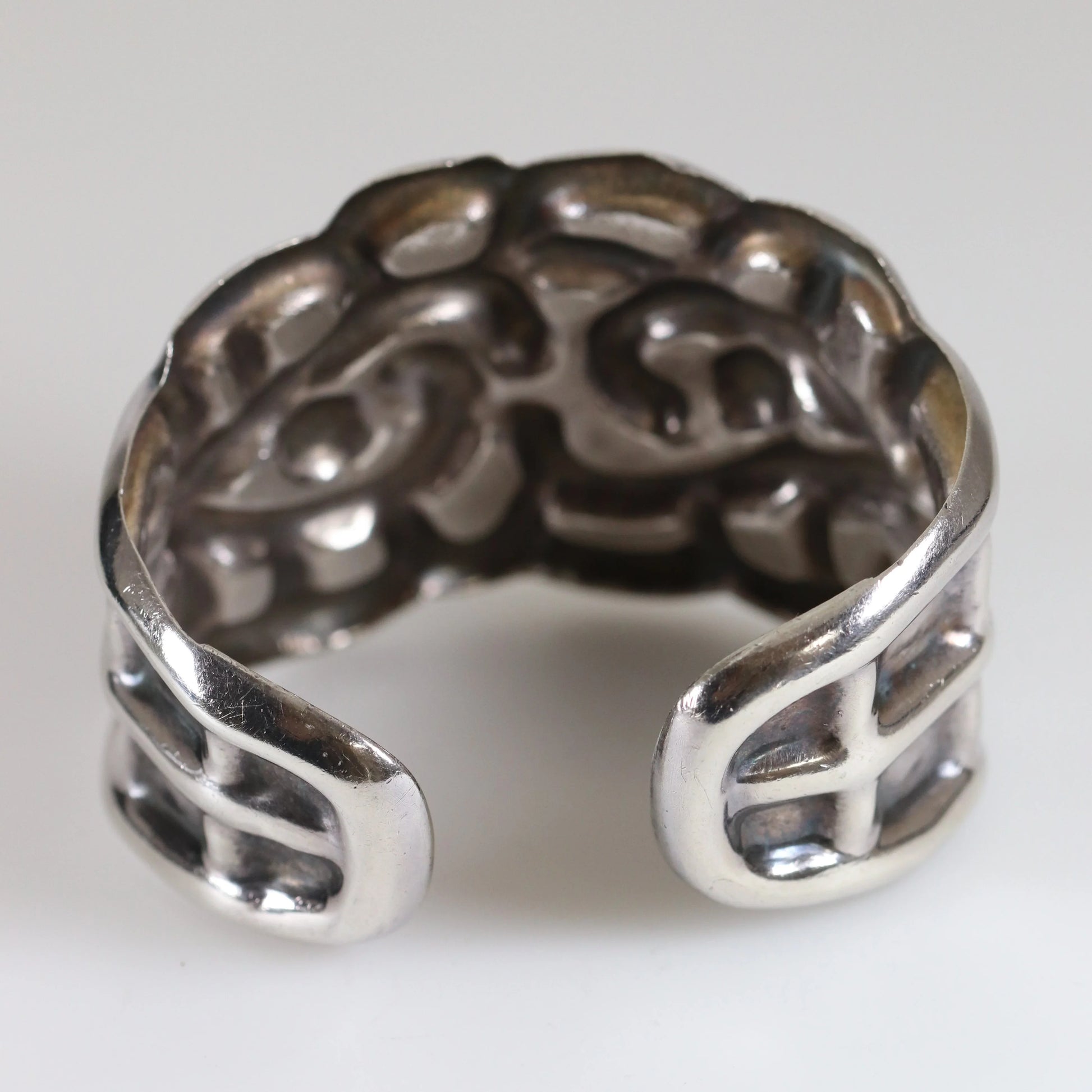 SOLD OUT: Taxco Artisan Jewelry | Vintage Sterling Silver Wide Cuff Bracelet - Carmel Fine Silver Jewelry