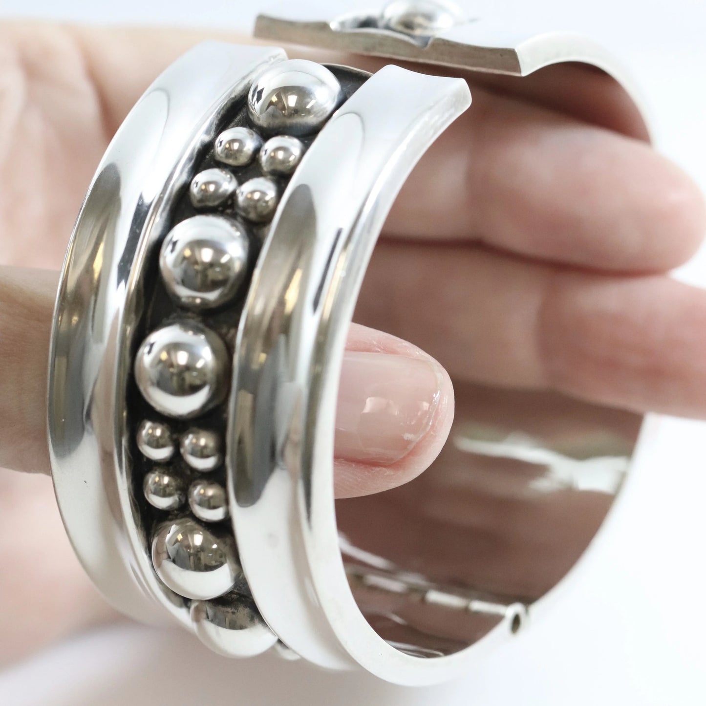 SOLD OUT: Taxco Clamper Bead Bracelet | Sterling Silver Vintage Jewelry | Taxco Mexico - Carmel Fine Silver Jewelry