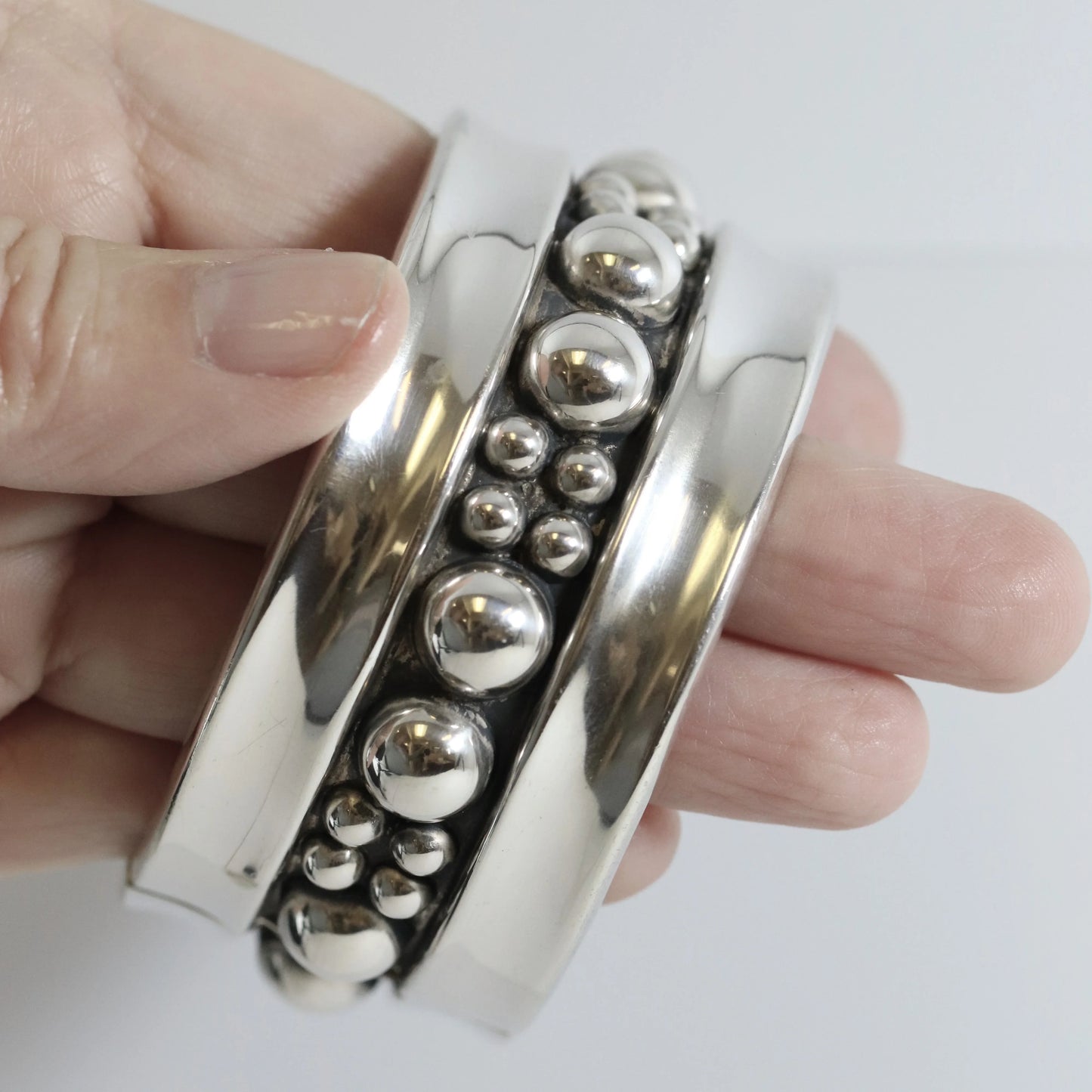 SOLD OUT: Taxco Clamper Bead Bracelet | Sterling Silver Vintage Jewelry | Taxco Mexico - Carmel Fine Silver Jewelry