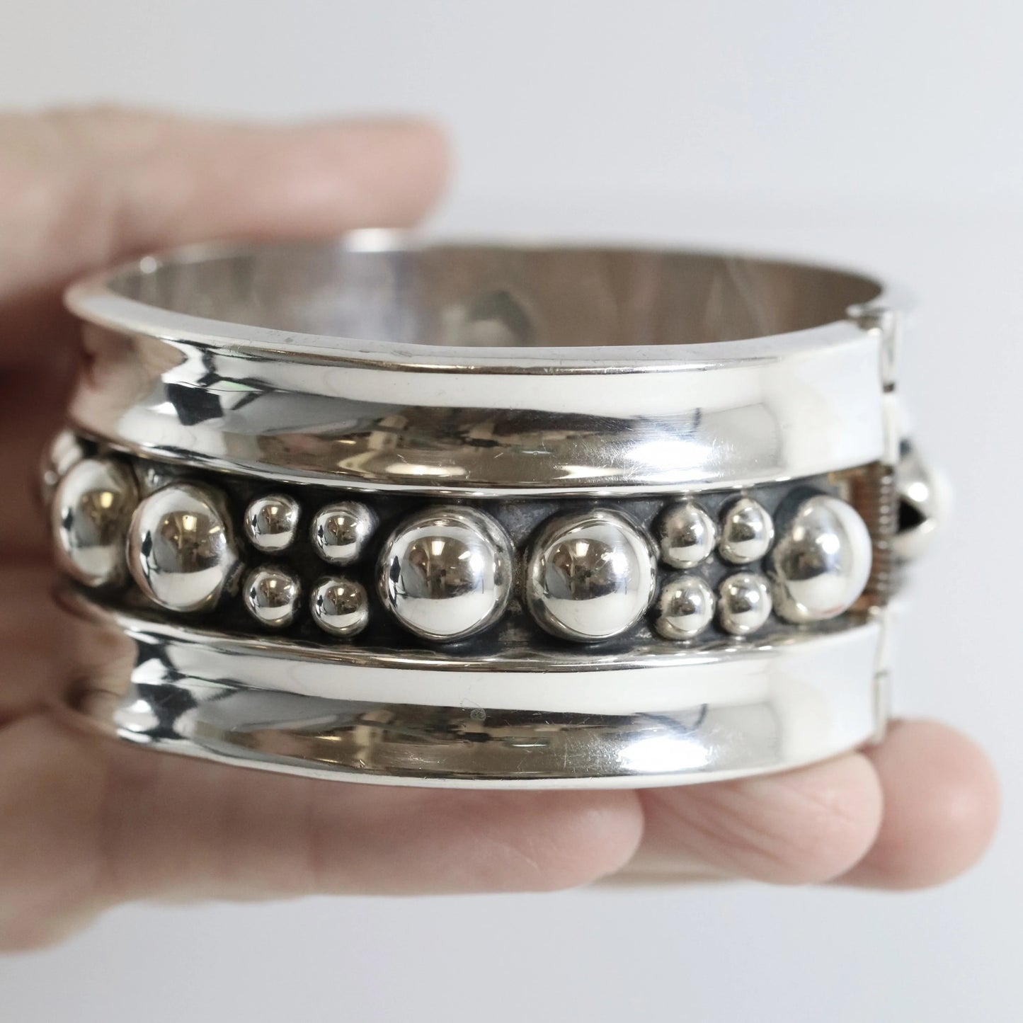 SOLD OUT: Taxco Clamper Bead Bracelet | Sterling Silver Vintage Jewelry | Taxco Mexico - Carmel Fine Silver Jewelry