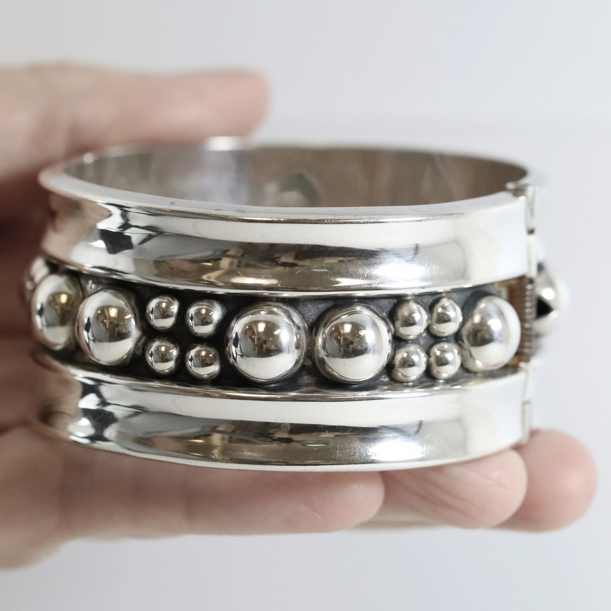 SOLD OUT: Taxco Clamper Bead Bracelet | Sterling Silver Vintage Jewelry | Taxco Mexico - Carmel Fine Silver Jewelry
