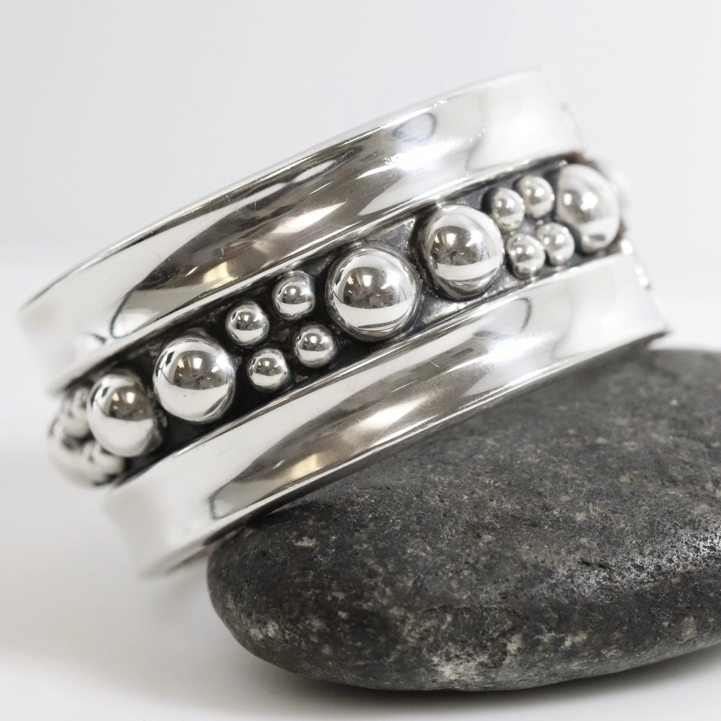 SOLD OUT: Taxco Clamper Bead Bracelet | Sterling Silver Vintage Jewelry | Taxco Mexico - Carmel Fine Silver Jewelry