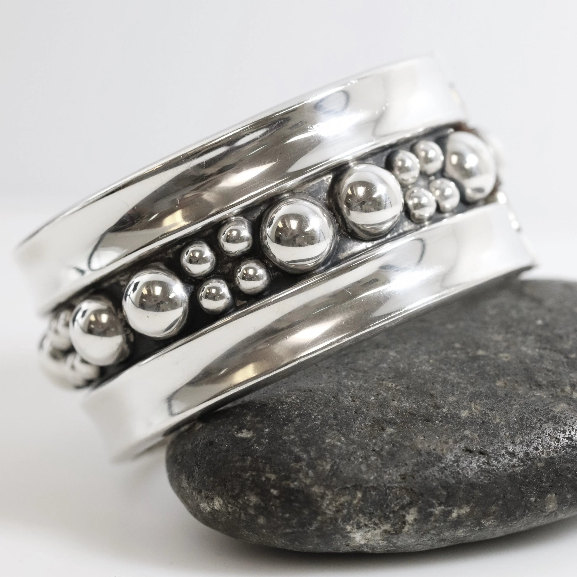 SOLD OUT: Taxco Clamper Bead Bracelet | Sterling Silver Vintage Jewelry | Taxco Mexico - Carmel Fine Silver Jewelry
