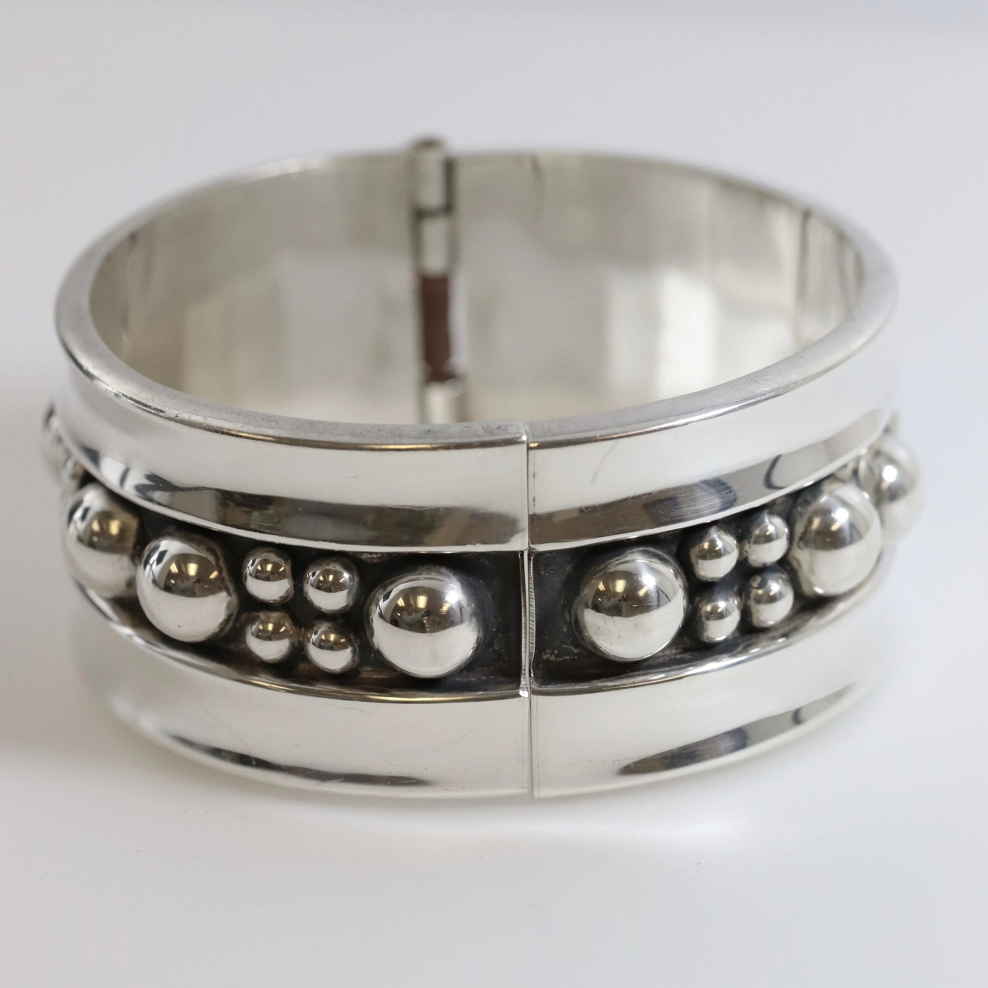 SOLD OUT: Taxco Clamper Bead Bracelet | Sterling Silver Vintage Jewelry | Taxco Mexico - Carmel Fine Silver Jewelry