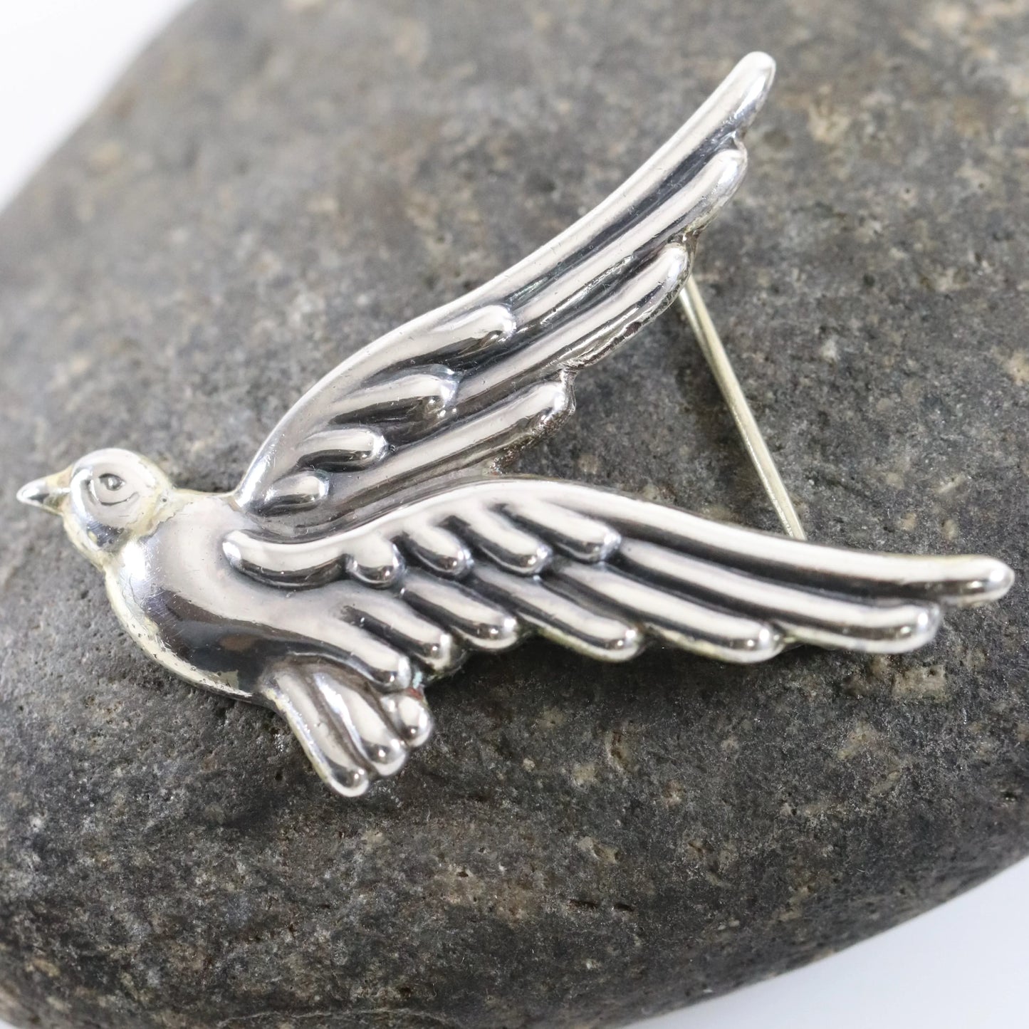 SOLD OUT: Taxco Los Castillo Medium Bird Brooch | Vintage Sterling Silver | Mid Century Mexico Pin - Carmel Fine Silver Jewelry