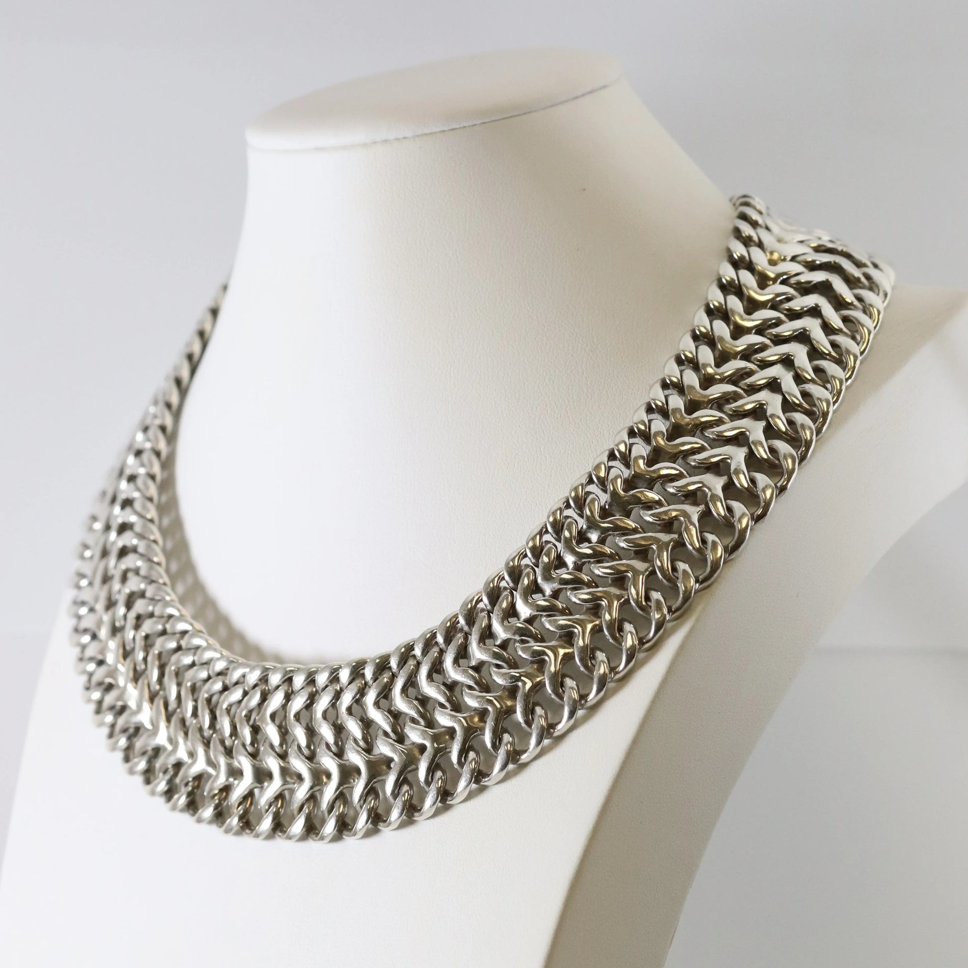 SOLD OUT: TAXCO WIDE DOUBECURB NECKLACE - Carmel Fine Silver Jewelry