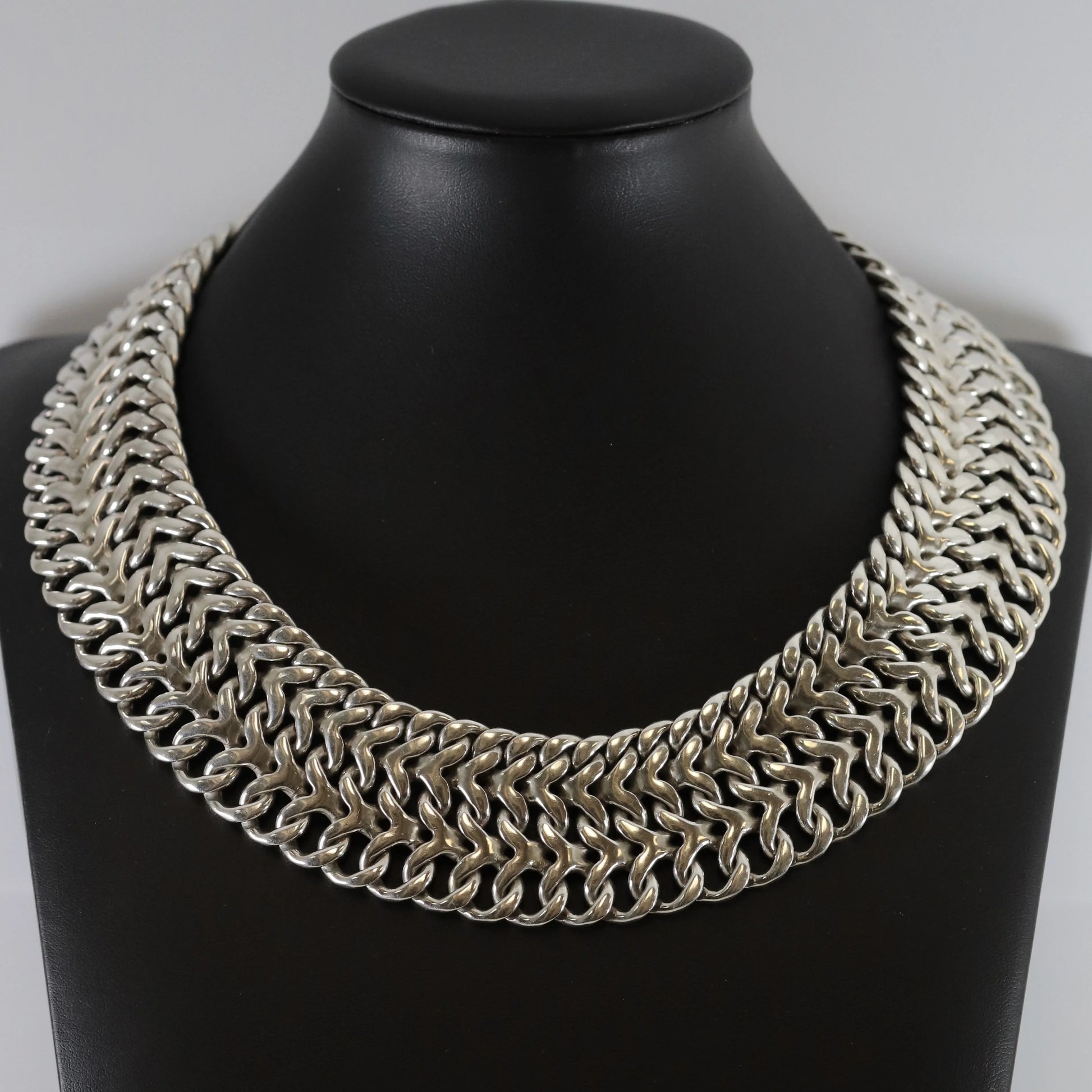 SOLD OUT: TAXCO WIDE DOUBECURB NECKLACE - Carmel Fine Silver Jewelry