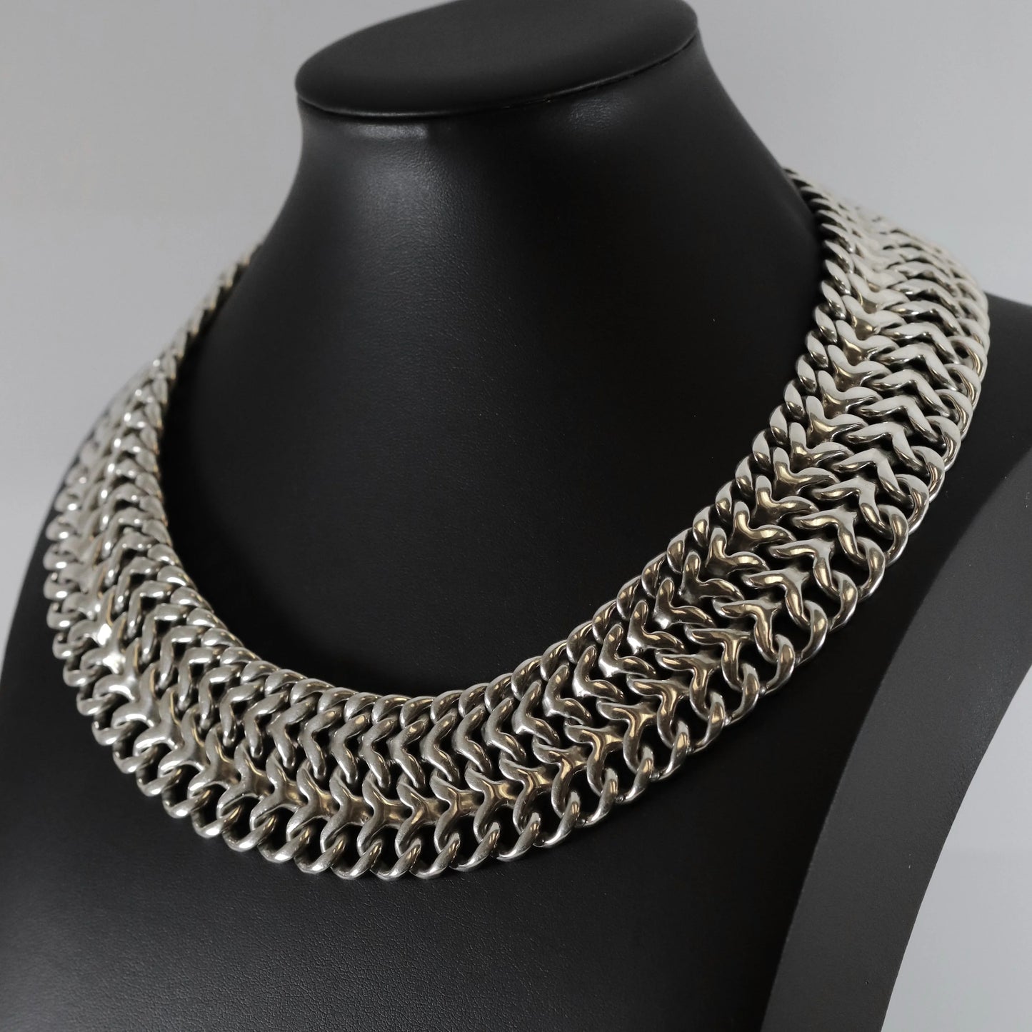 SOLD OUT: TAXCO WIDE DOUBECURB NECKLACE - Carmel Fine Silver Jewelry
